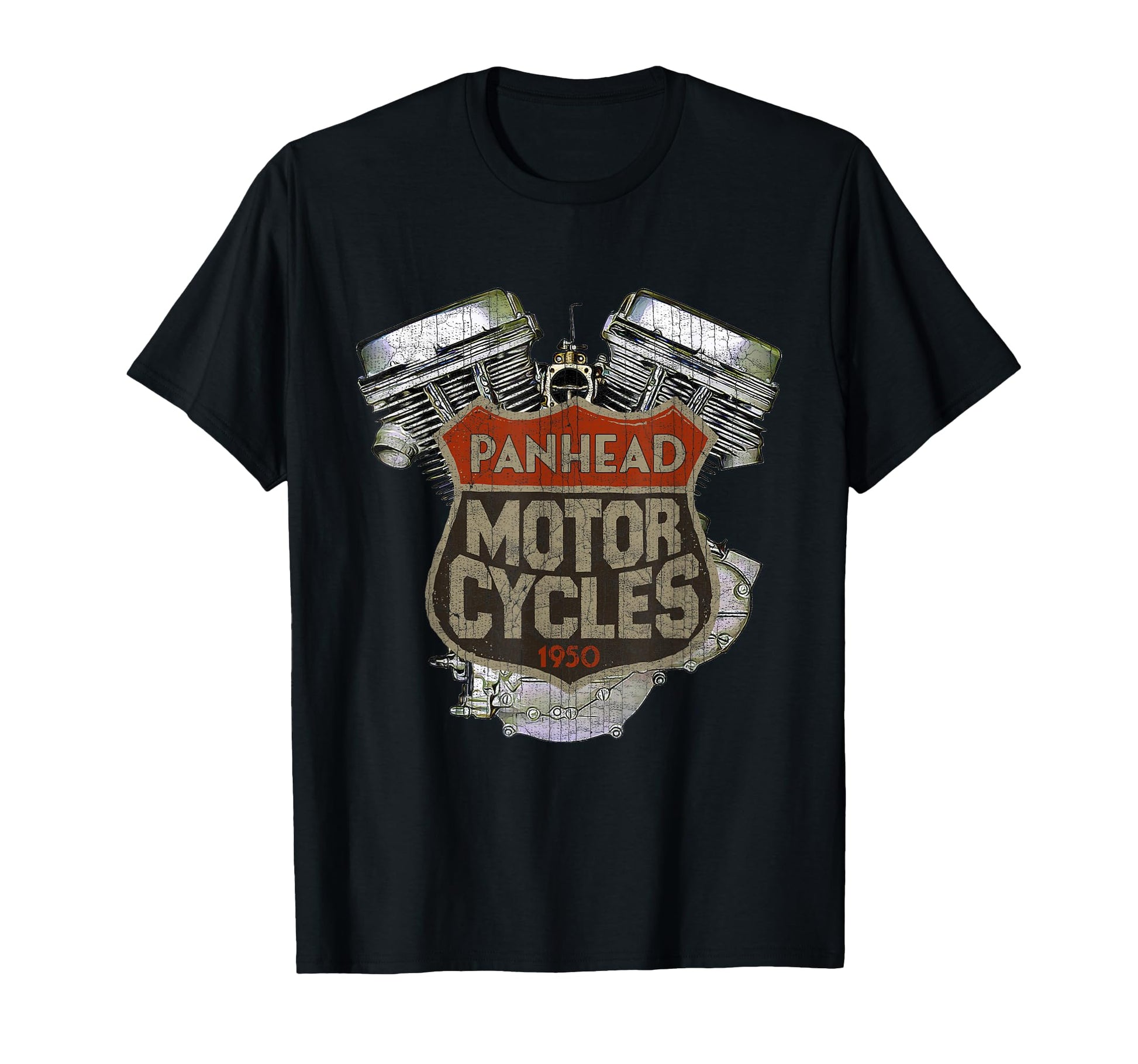 1950 Panhead Motorcycle Distressed T-Shirt - Novelty Apparel Men Women - T-Shirt, Sweatshirt, Hoodie