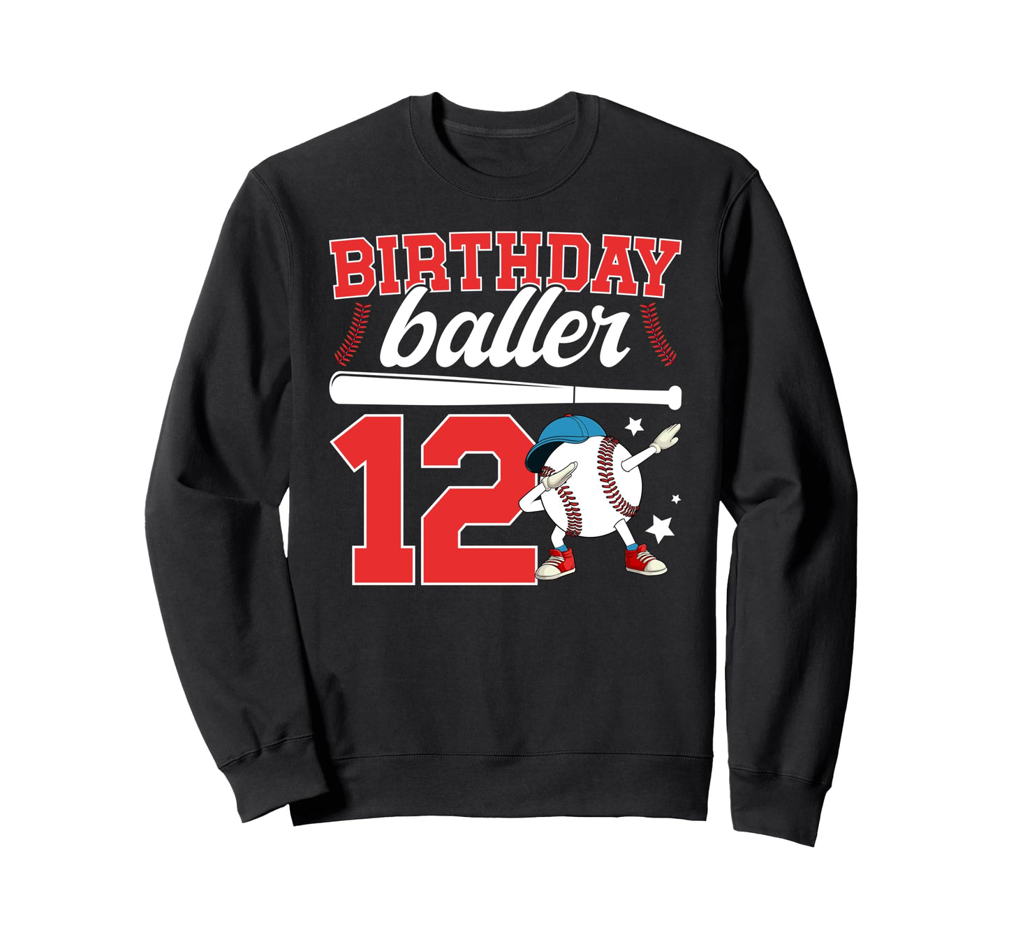 12Th Baseball Birthday Twelve Sweatshirt - Custom Art Print for Adults - T-Shirt, Sweatshirt, Hoodie