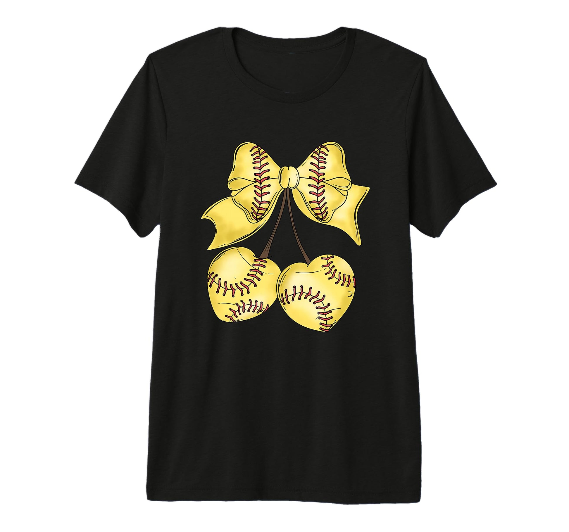 Heart Baseballs Bow Softball Lover Tri T-Shirt - Fun Novelty Design Unisex - T-Shirt, Sweatshirt, Hoodie