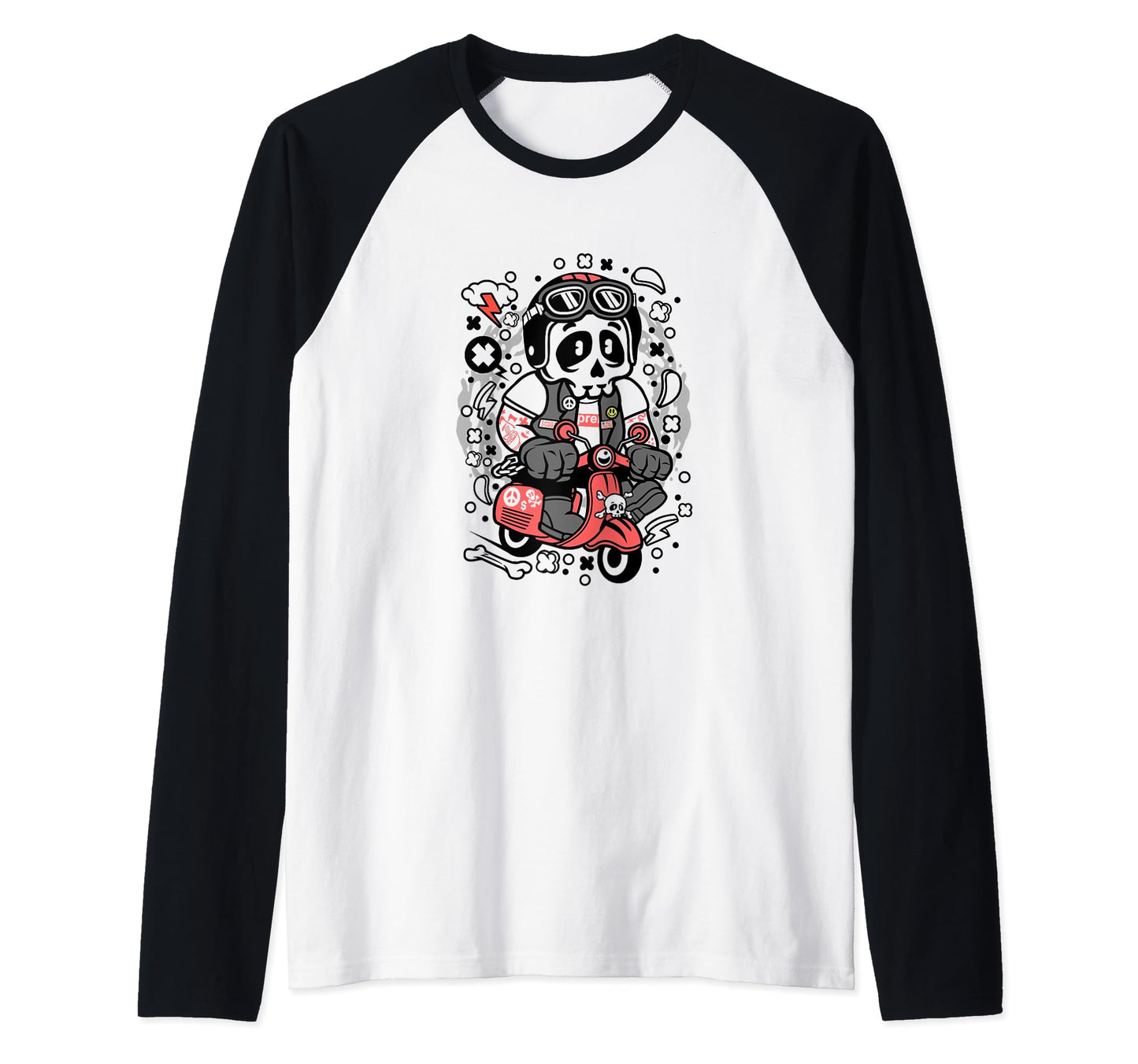 Skull Scooterist Scooter Ride Riding T-Shirt - Casual Everyday Wear Unisex - T-Shirt, Sweatshirt, Hoodie