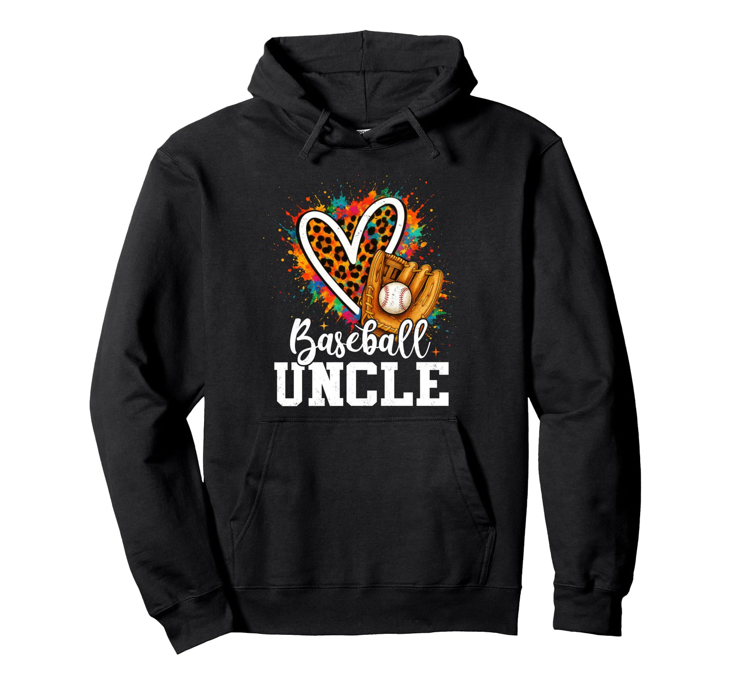 My Favorite Baseball Uncle Leopard Hoodie - Fun Novelty Design for Adults - T-Shirt, Sweatshirt, Hoodie