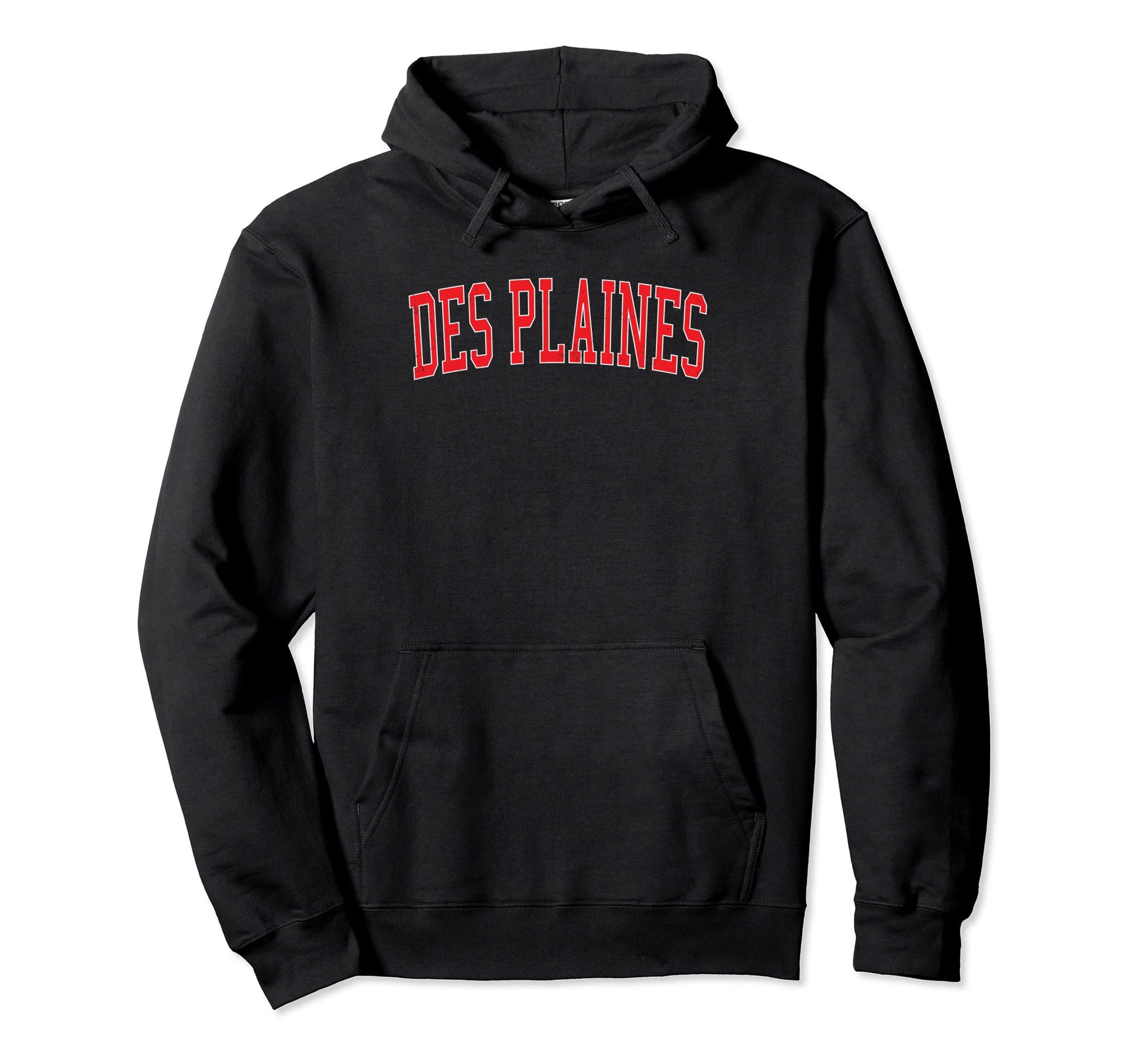 Des Plaines Il Varsity Red Text Hoodie - Trendy Graphic Unisex - T-Shirt, Sweatshirt, Hoodie