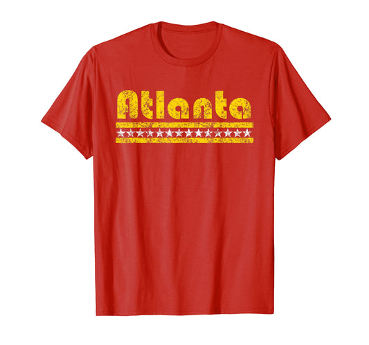 Atlanta Georgia Star Stripe Weathered T-Shirt - Custom Art Print Men Women - T-Shirt, Sweatshirt, Hoodie