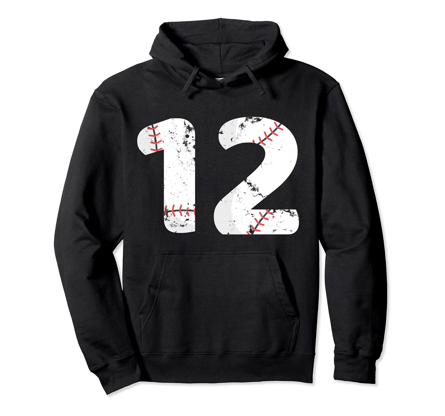 Number 12 Baseball Distressed Team Hoodie - Streetwear Style Unisex - T-Shirt, Sweatshirt, Hoodie