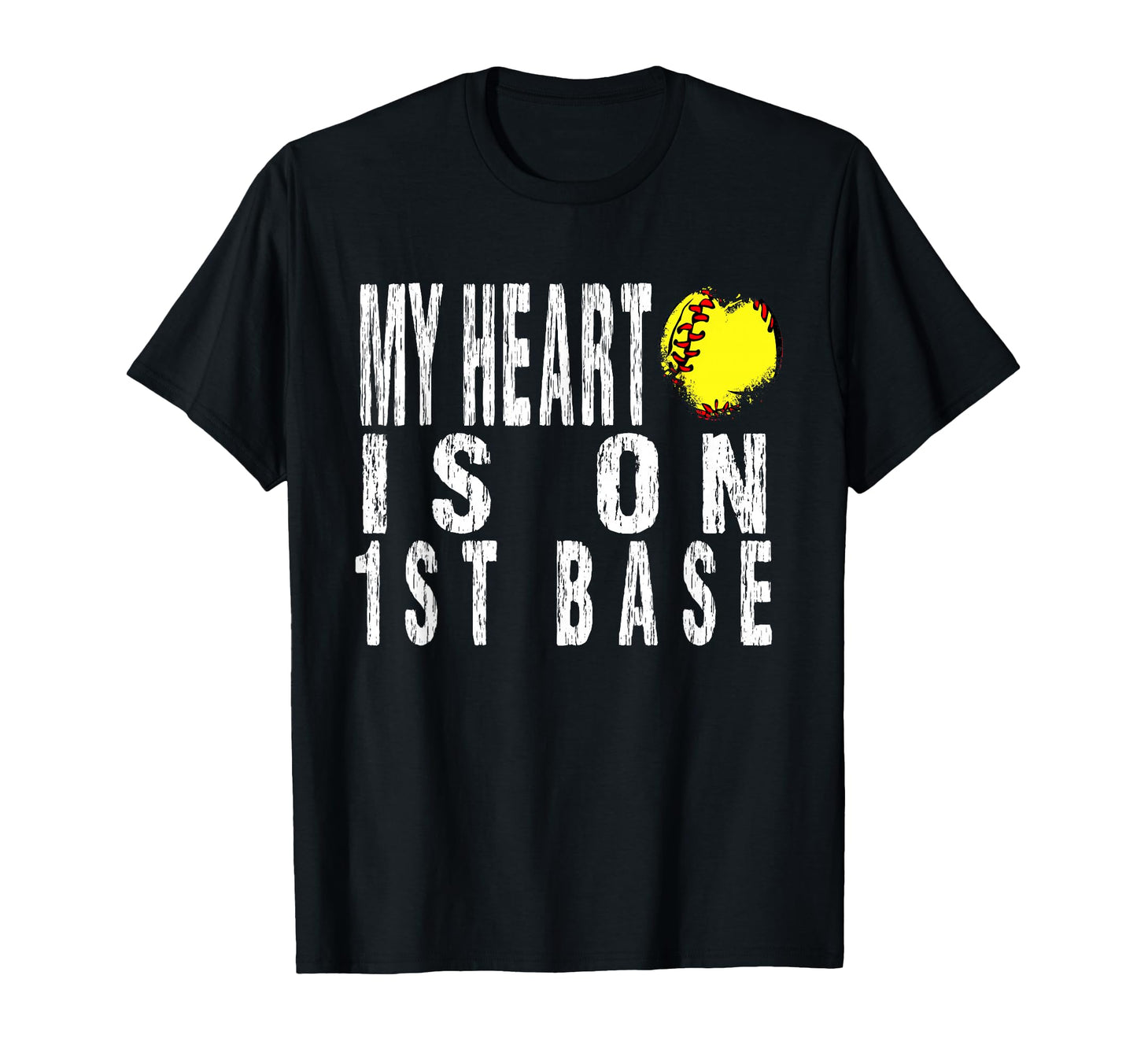 My Heart Is 1St Base Baseball Softball T-Shirt - Trendy Graphic for Adults - T-Shirt, Sweatshirt, Hoodie