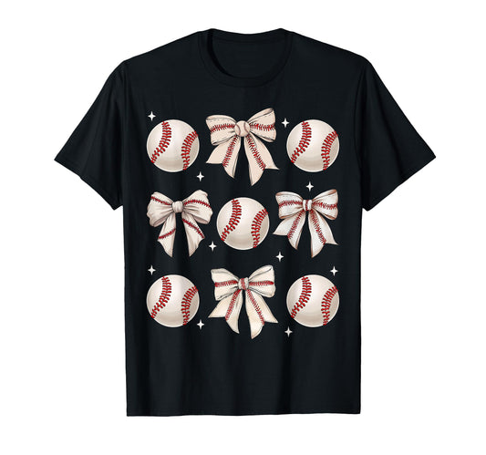 Baseball Coquette Bow Baseball Mom T-Shirt - Minimalist Print Men Women - T-Shirt, Sweatshirt, Hoodie