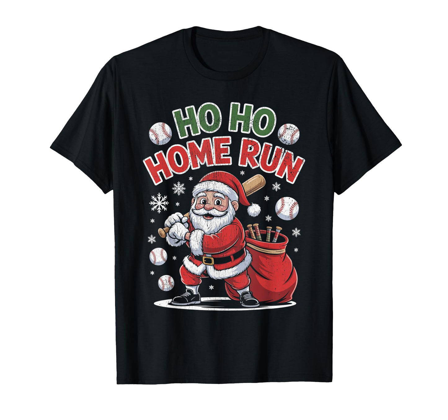 Ho Ho Home Run Funny Baseball T-Shirt - Casual Everyday Wear Men Women - T-Shirt, Sweatshirt, Hoodie