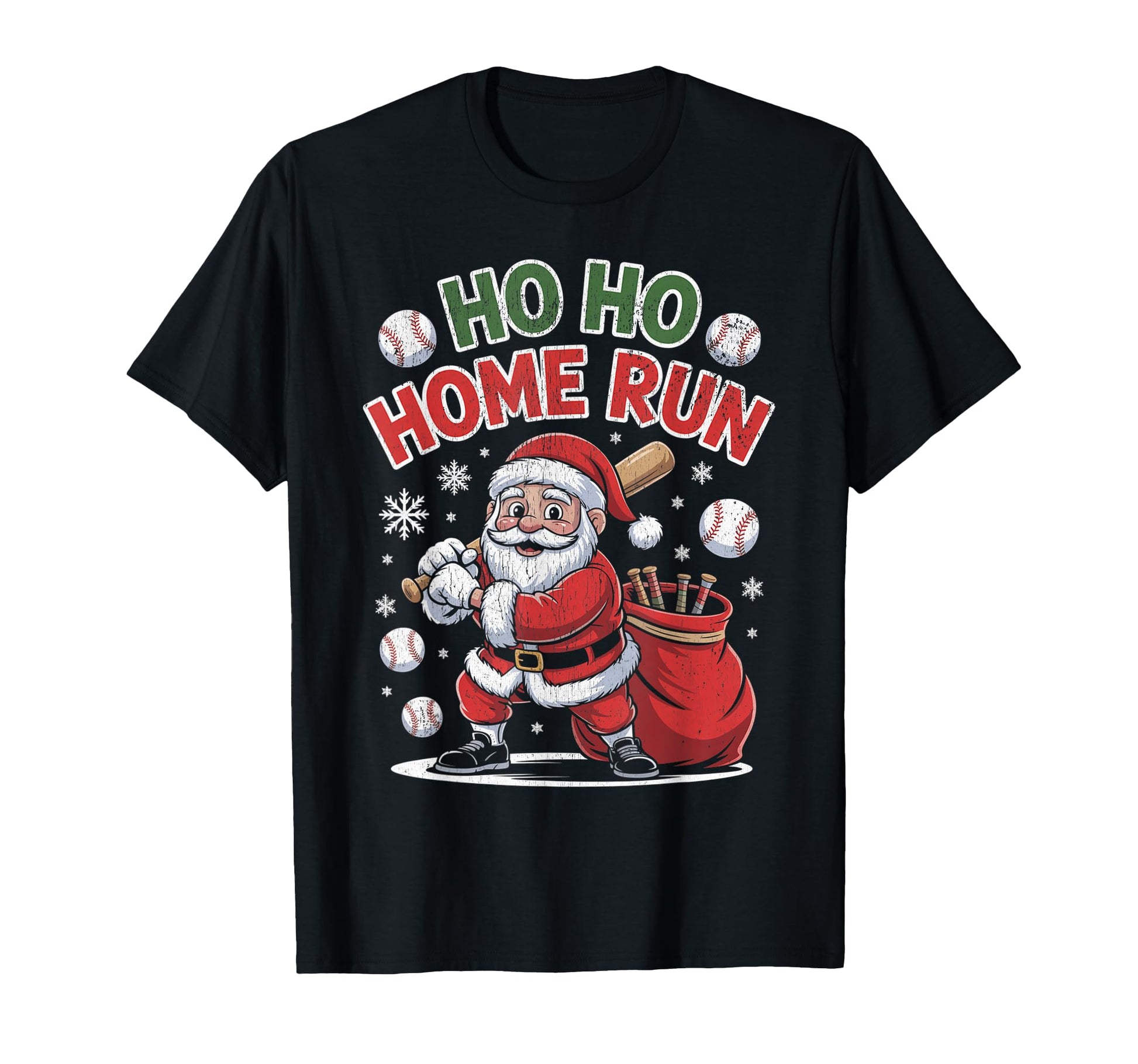 Ho Ho Home Run Funny Baseball T-Shirt - Casual Everyday Wear Men Women - T-Shirt, Sweatshirt, Hoodie
