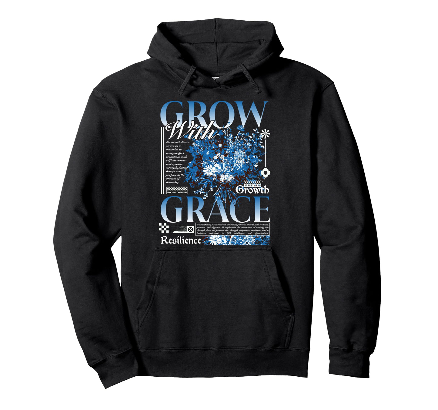 Y2K Grow Flowers Bold Urban Graffiti Hoodie - Trendy Graphic Unisex - T-Shirt, Sweatshirt, Hoodie