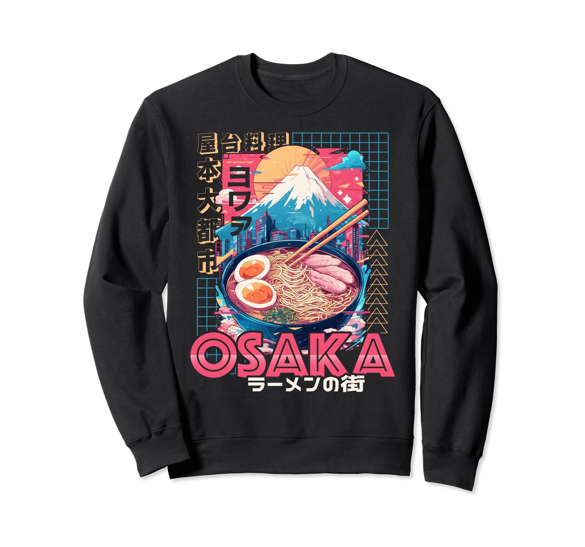 Osaka City 80S Synthwave Ramen Bowl Japan Sweatshirt - Graphic Print Unisex - T-Shirt, Sweatshirt, Hoodie