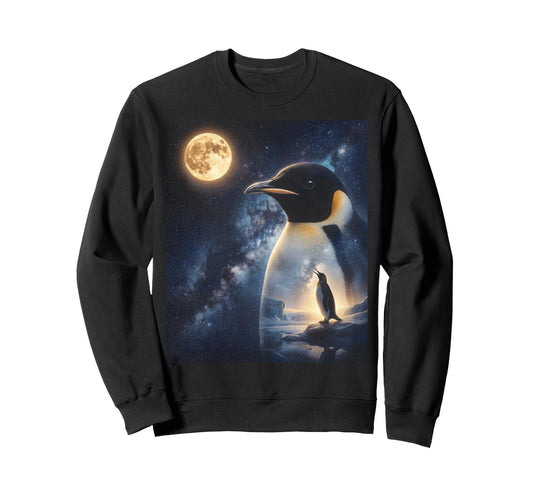 90S Penguin Howling Moon Y2K Aesthetic Sweatshirt - Trendy Graphic Unisex - T-Shirt, Sweatshirt, Hoodie