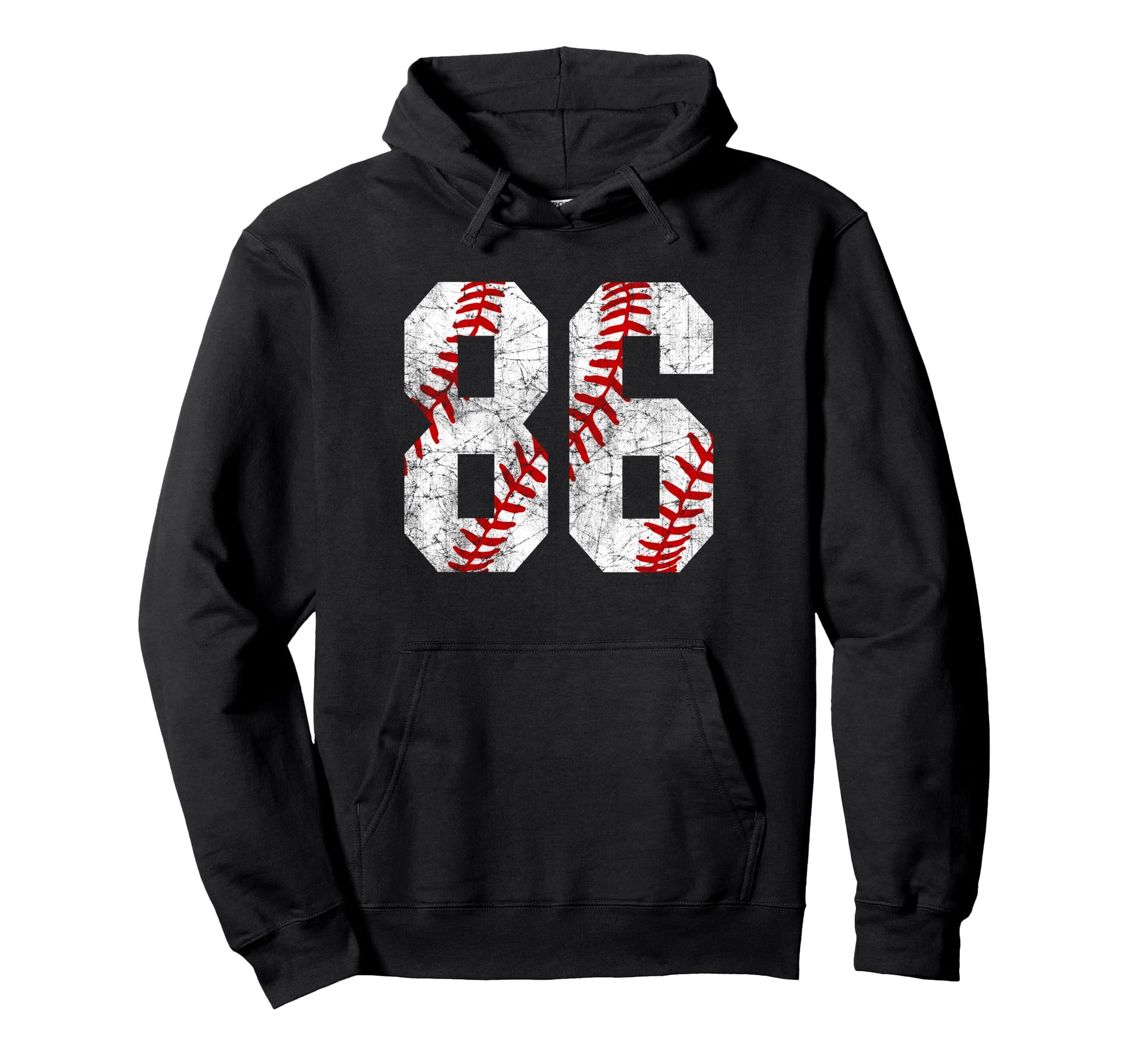 Distressed Baseball Number 86 Jersey Hoodie - Minimalist Print Men Women - T-Shirt, Sweatshirt, Hoodie
