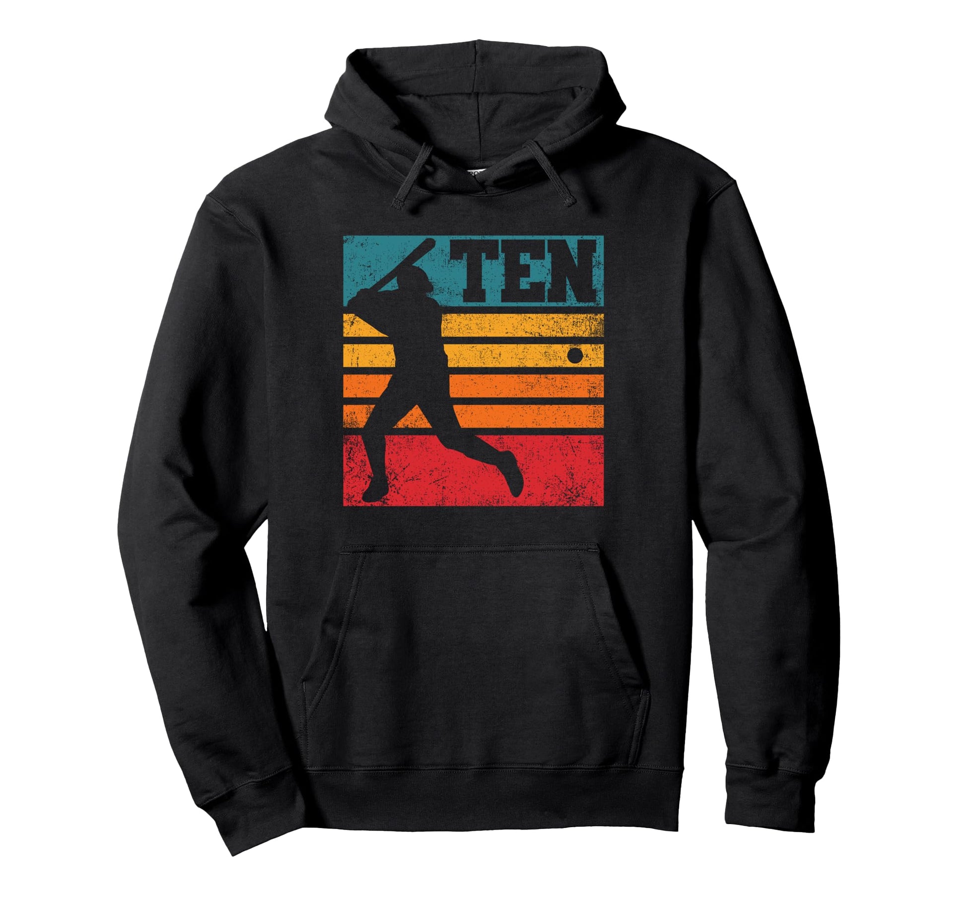 Ten 10Th Birthday Baseball Batter Hoodie - Streetwear Style Men Women - T-Shirt, Sweatshirt, Hoodie