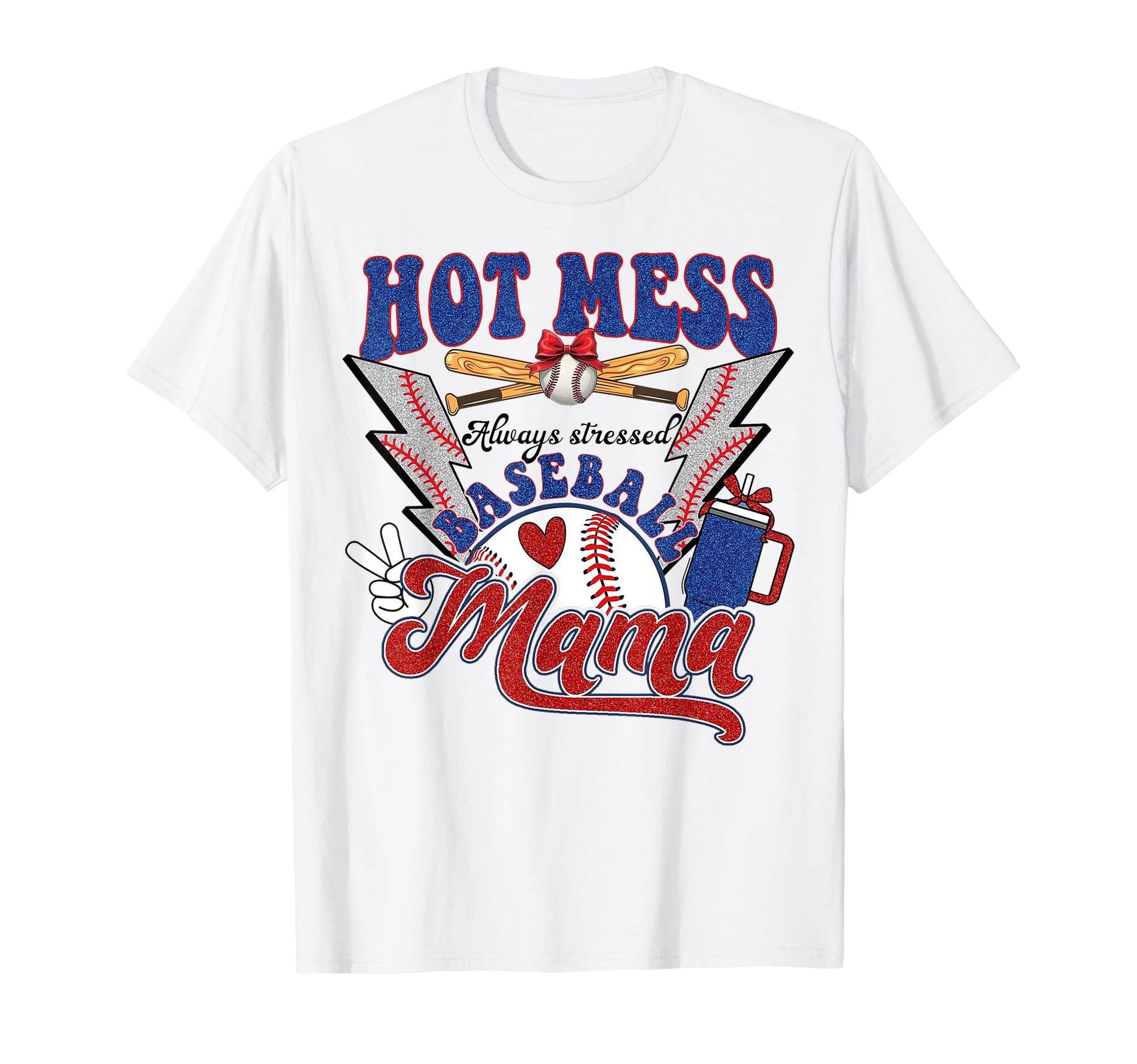 Hot Mess Always Stressed Baseball T-Shirt - Custom Art Print Men Women - T-Shirt, Sweatshirt, Hoodie