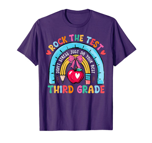 3Rd Grade Teacher Rock Test Day T-Shirt - Minimalist Print for Adults - T-Shirt, Sweatshirt, Hoodie
