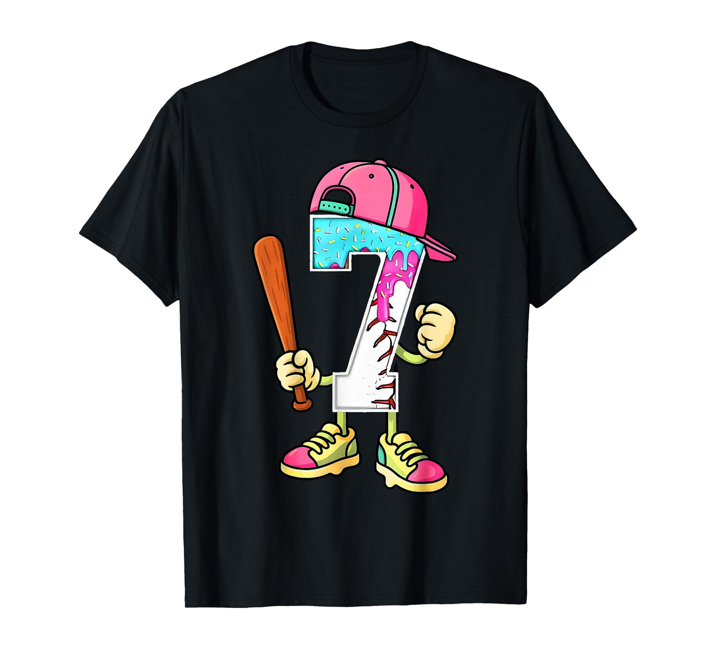 Baseball 7Th Birthday Ice Cream Drip 7 T-Shirt - Unique Graphic Men Women - T-Shirt, Sweatshirt, Hoodie