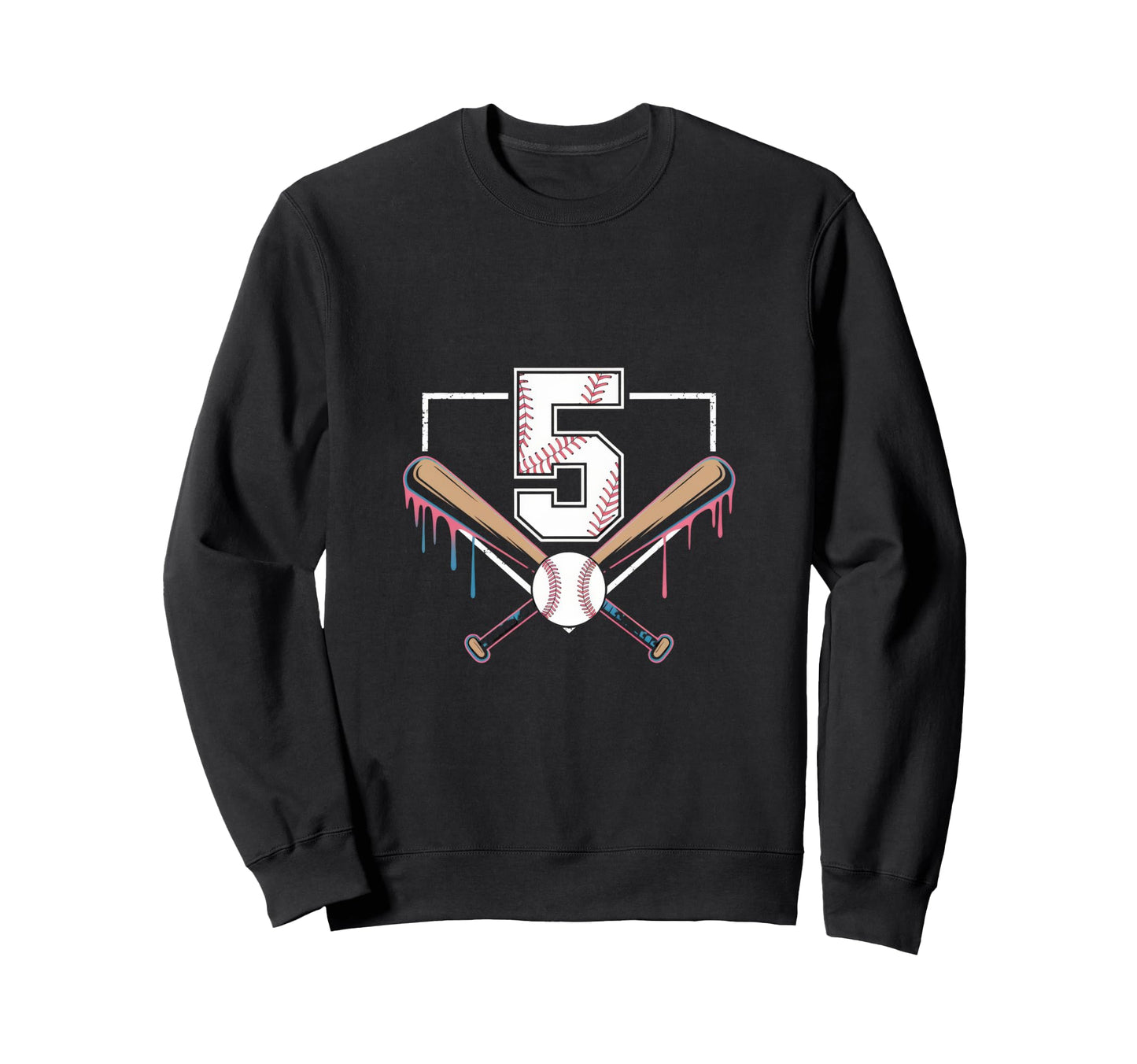 5Th Birthday Baseball Home Ice Cream Sweatshirt - Trendy Graphic Men Women - T-Shirt, Sweatshirt, Hoodie
