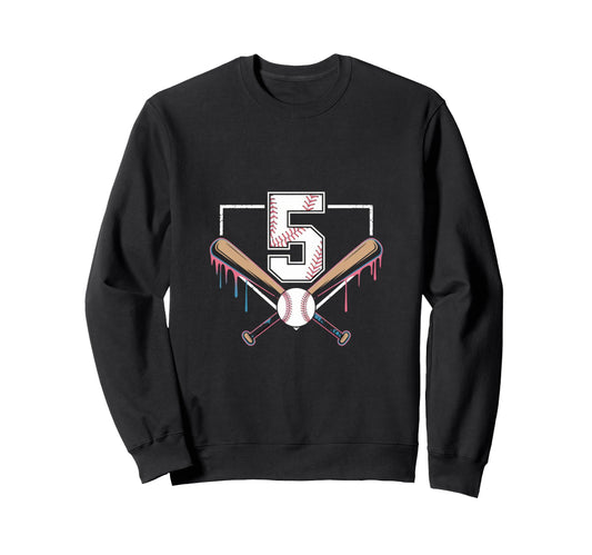 5Th Birthday Baseball Home Ice Cream Sweatshirt - Trendy Graphic Men Women - T-Shirt, Sweatshirt, Hoodie