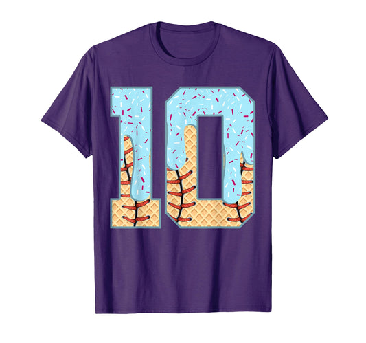 Baseball Drip 10 Year Old Ice Cream T-Shirt - Streetwear Style for Adults - T-Shirt, Sweatshirt, Hoodie