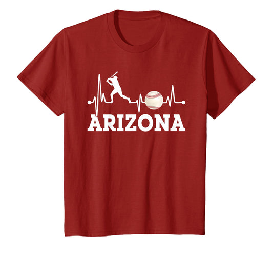 Arizona Baseball Heartbeat Baseball T-Shirt - Trendy Graphic Men Women - T-Shirt, Sweatshirt, Hoodie
