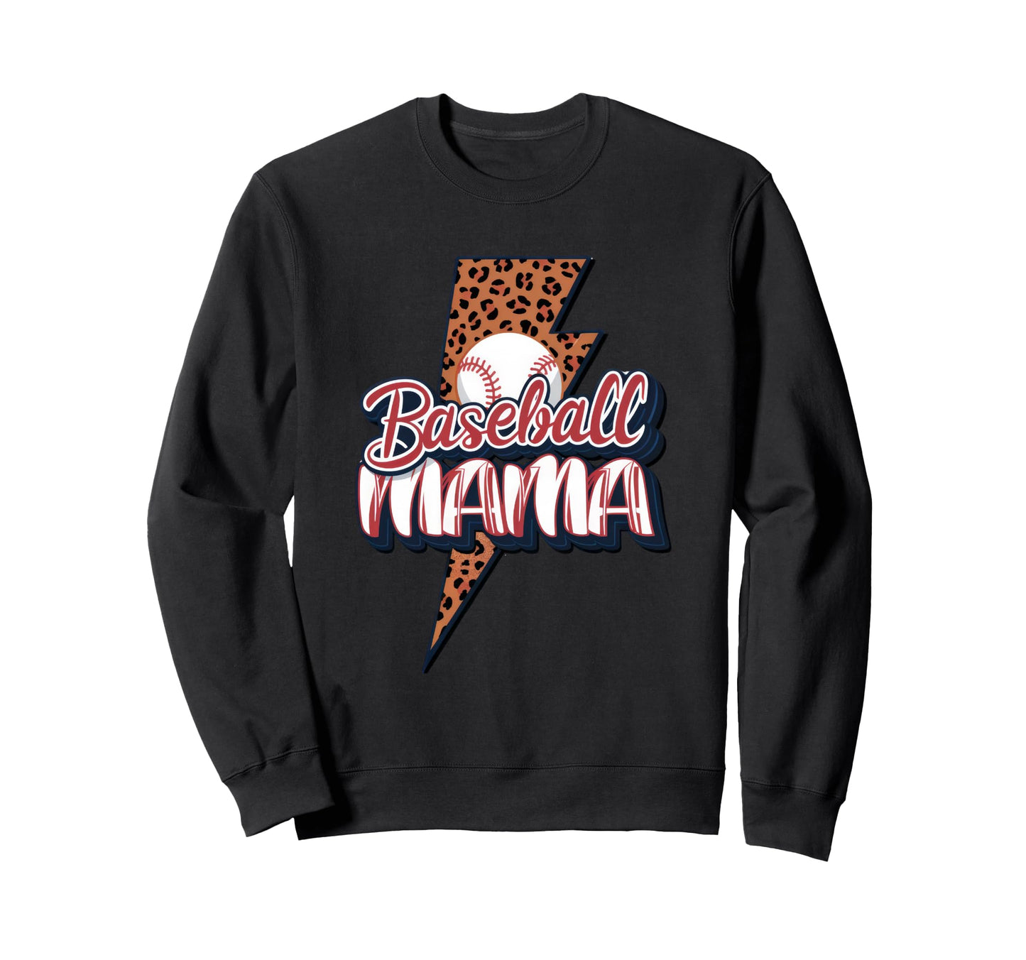 Leopard American Baseball Mom Mama Sweatshirt - Trendy Graphic Unisex - T-Shirt, Sweatshirt, Hoodie