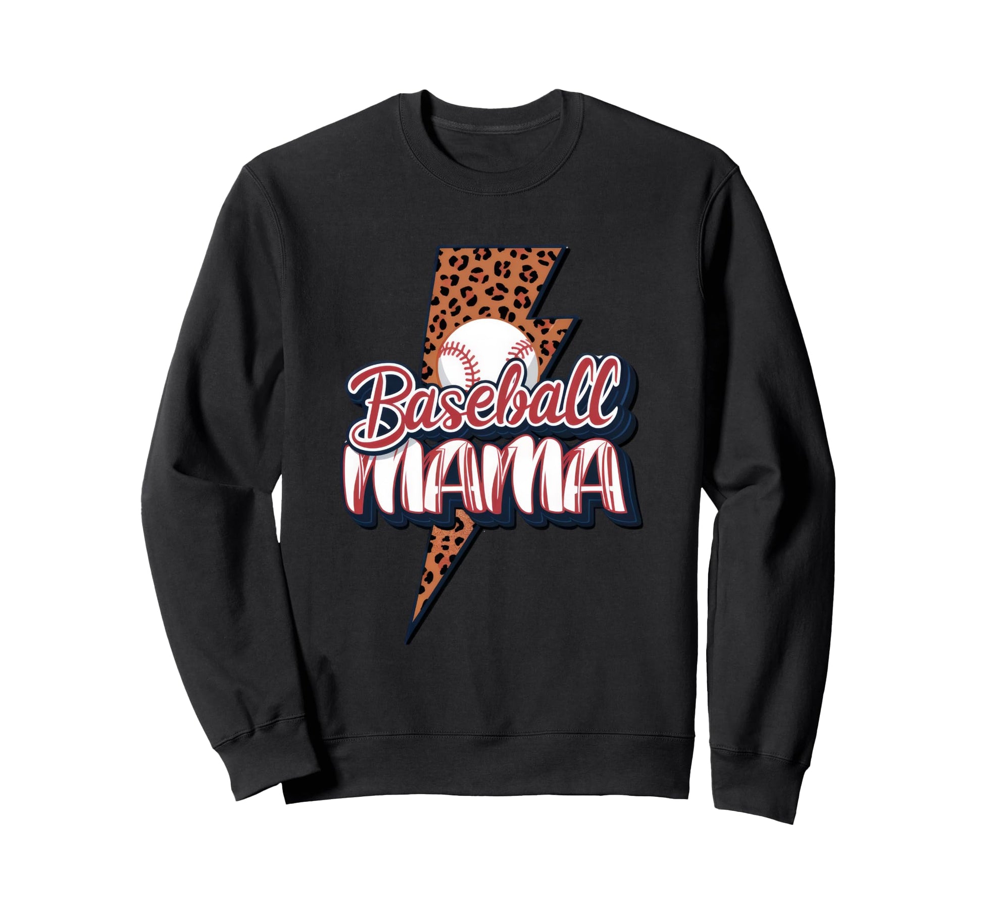 Leopard American Baseball Mom Mama Sweatshirt - Trendy Graphic Unisex - T-Shirt, Sweatshirt, Hoodie