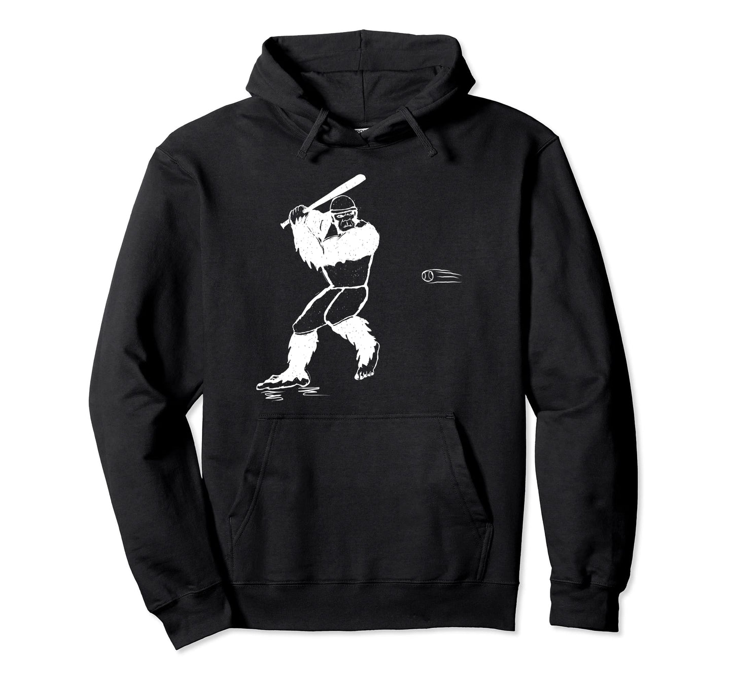 Bigfoot Baseball Player Funny Hoodie - Novelty Apparel for Adults - T-Shirt, Sweatshirt, Hoodie