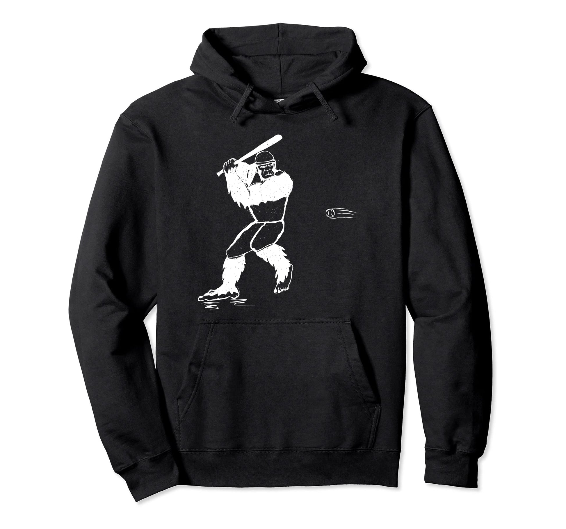 Bigfoot Baseball Player Funny Hoodie - Novelty Apparel for Adults - T-Shirt, Sweatshirt, Hoodie