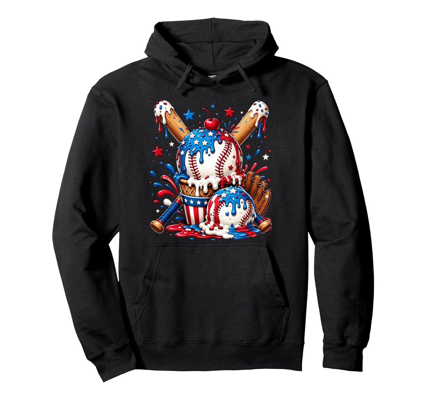 Baseball Patriotic 4Th July Hoodie - Novelty Apparel for Adults - T-Shirt, Sweatshirt, Hoodie