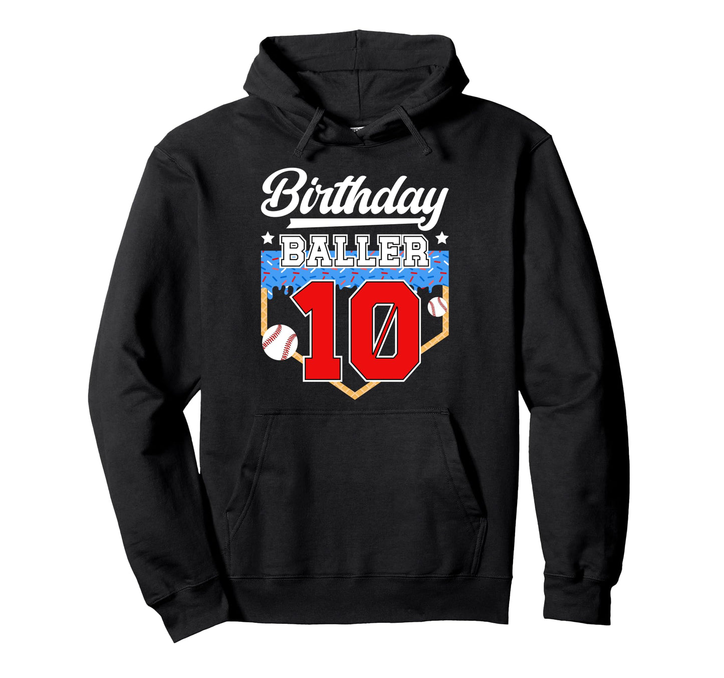 10Th Baseball Birthday Ten Year Old Hoodie - Minimalist Print Unisex - T-Shirt, Sweatshirt, Hoodie
