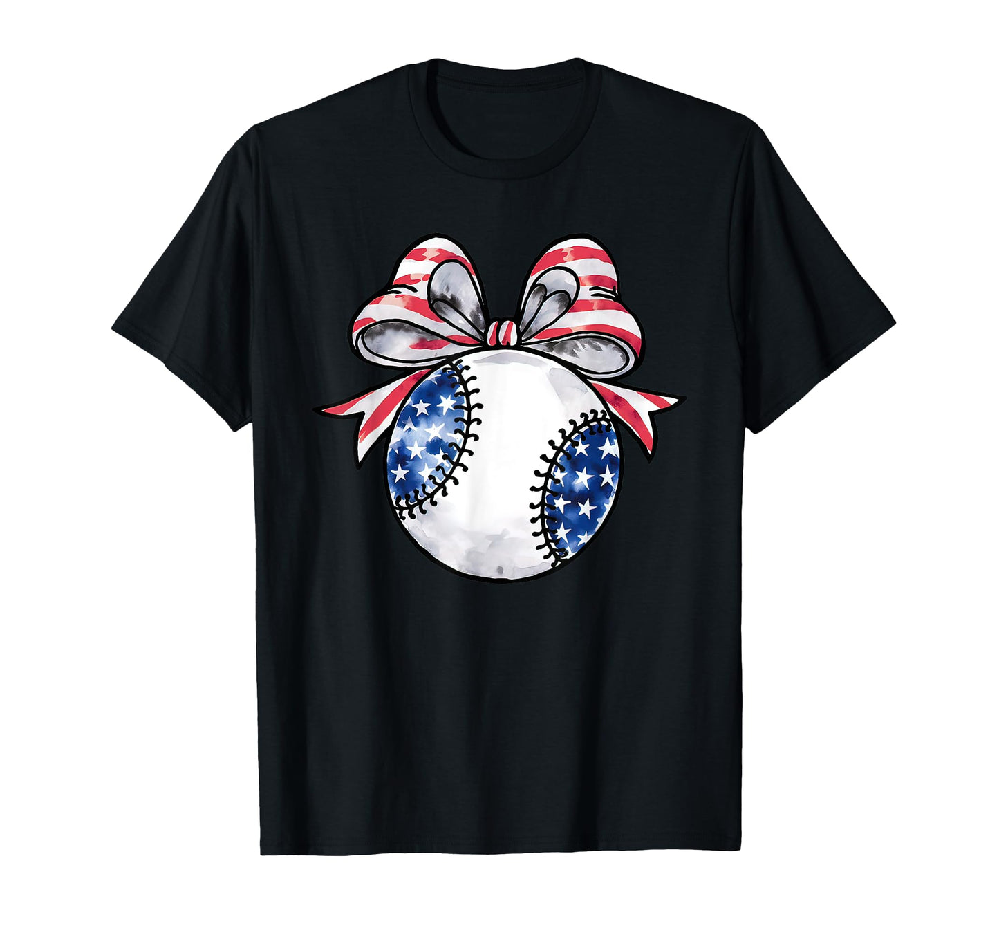 Usa American Flag Coquette Bow Baseball T-Shirt - Aesthetic Graphic Unisex - T-Shirt, Sweatshirt, Hoodie
