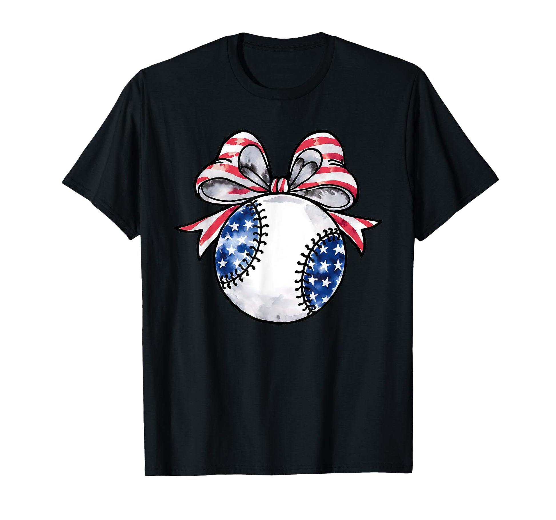 Usa American Flag Coquette Bow Baseball T-Shirt - Aesthetic Graphic Unisex - T-Shirt, Sweatshirt, Hoodie