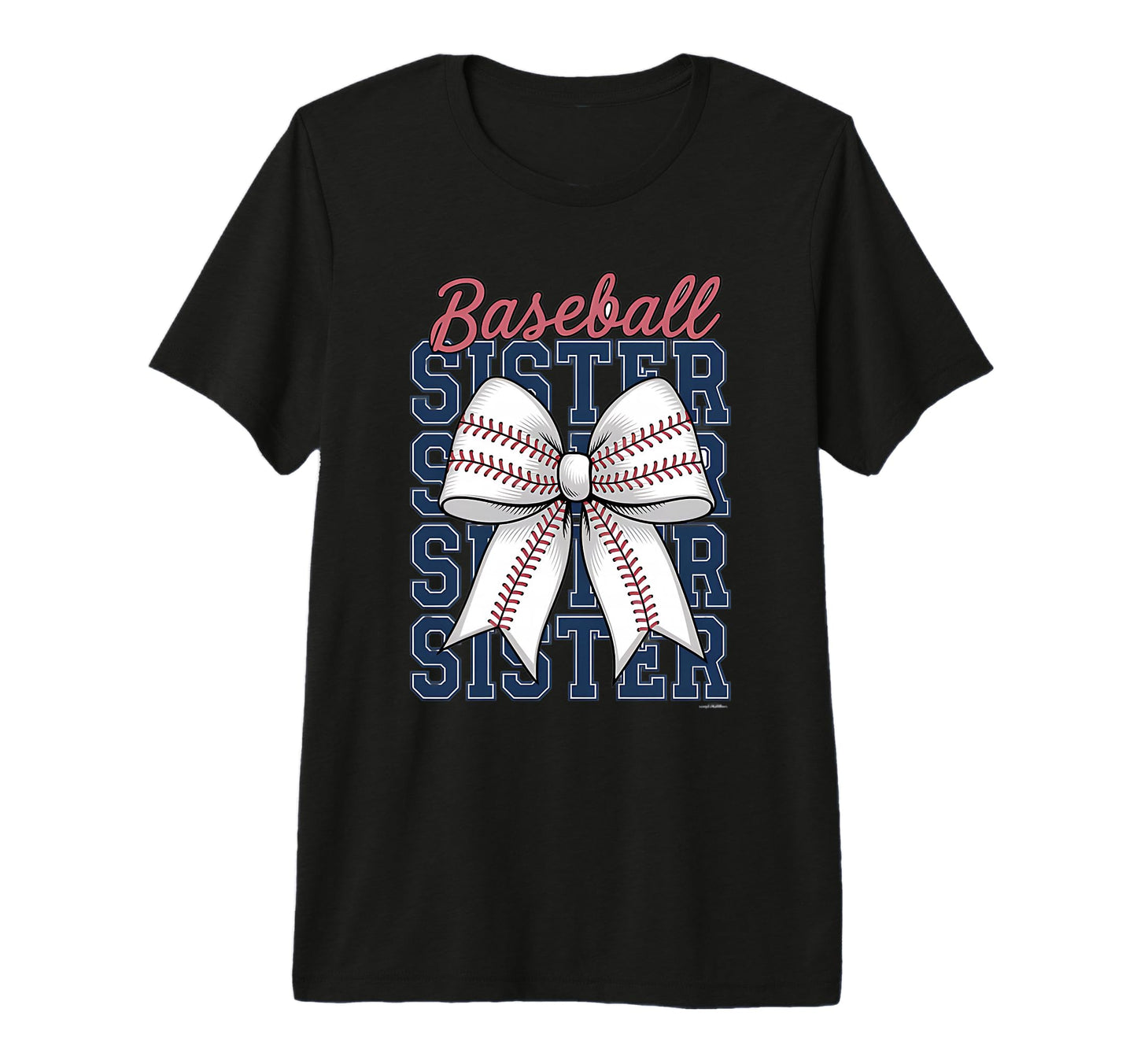 Baseball Sister Coquette Bow Tri Blend T-Shirt - Novelty Apparel for Adults - T-Shirt, Sweatshirt, Hoodie