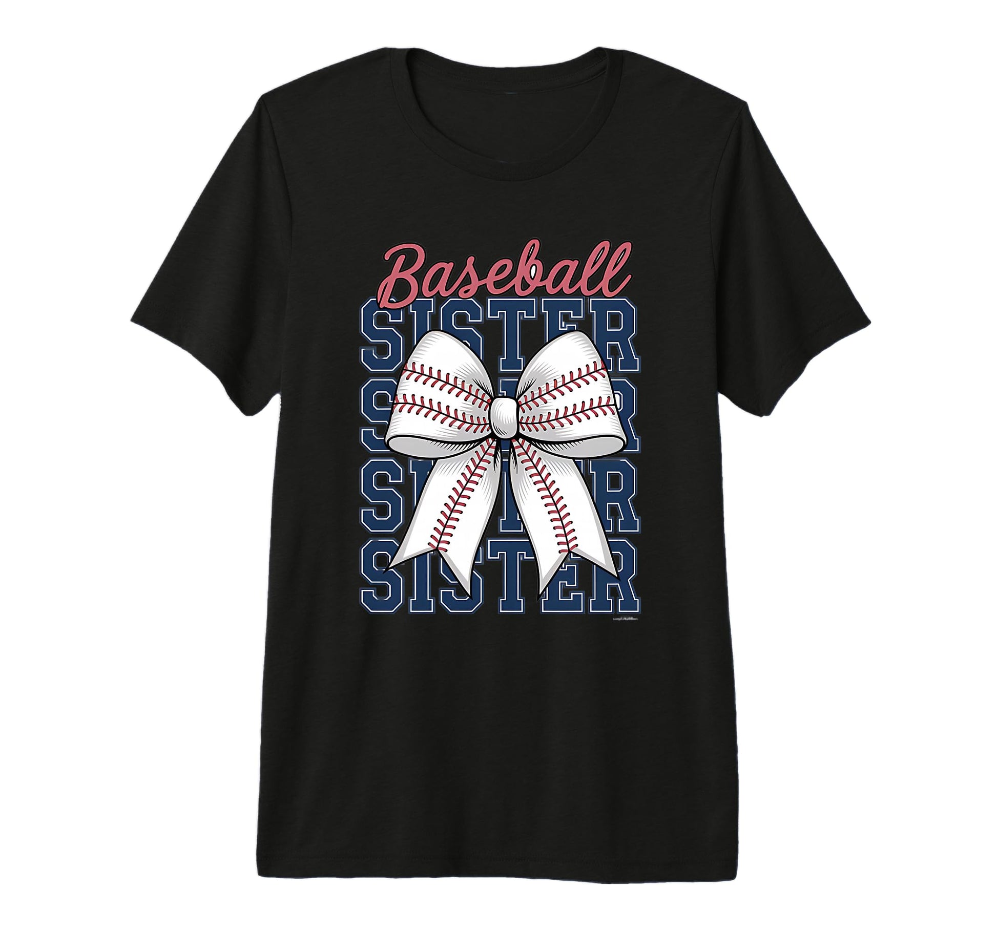 Baseball Sister Coquette Bow Tri Blend T-Shirt - Novelty Apparel for Adults - T-Shirt, Sweatshirt, Hoodie