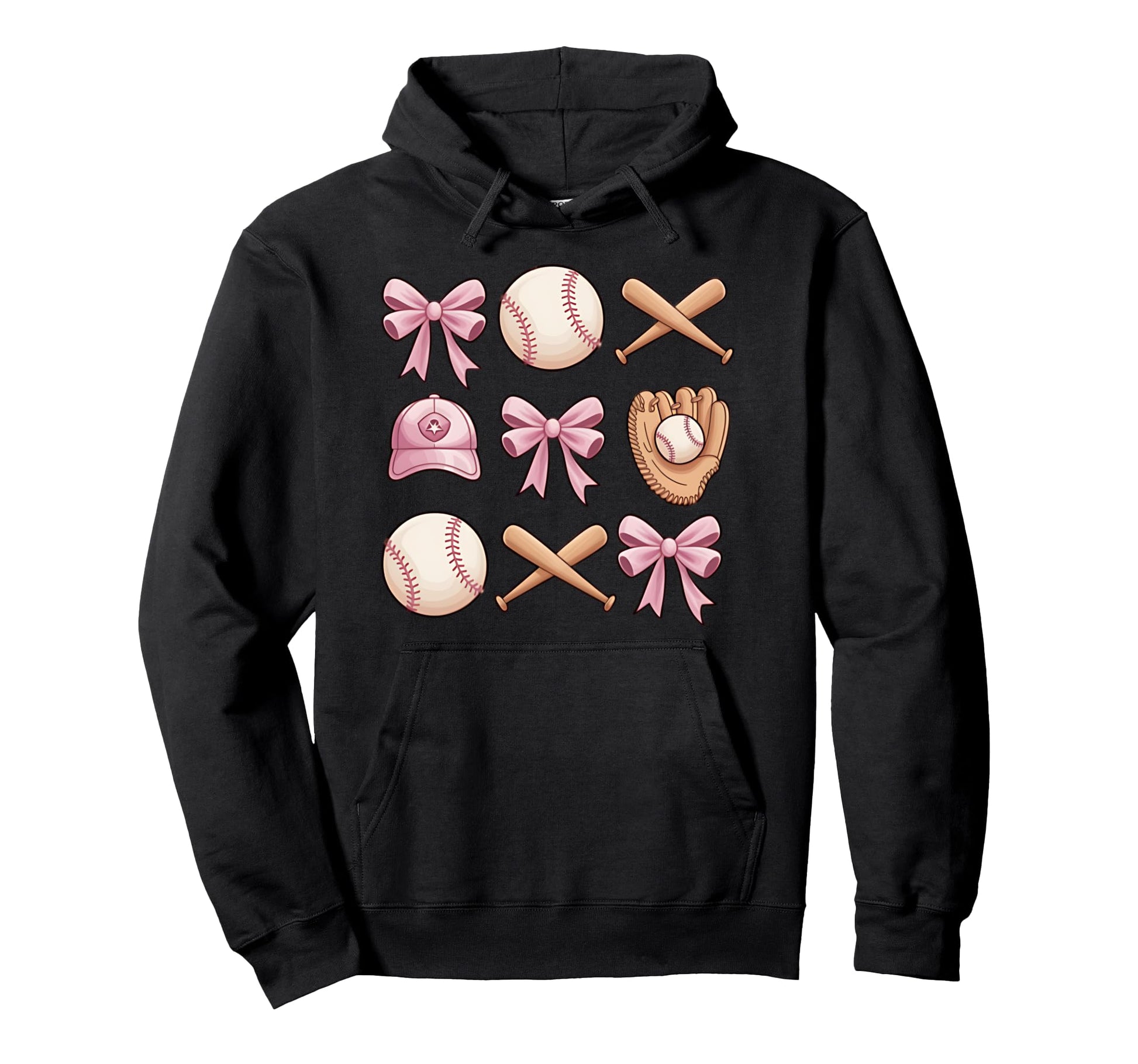 Baseball Coquette Bow Mom Sister Hoodie - Novelty Apparel for Adults - T-Shirt, Sweatshirt, Hoodie