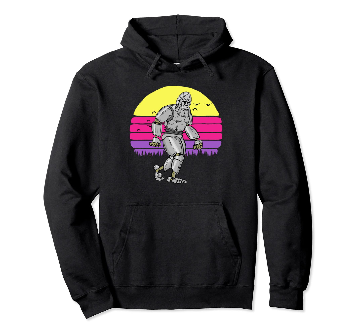 Robot Bigfoot Funny Sasquatch Futuristic 80S Hoodie - Graphic Print Unisex - T-Shirt, Sweatshirt, Hoodie