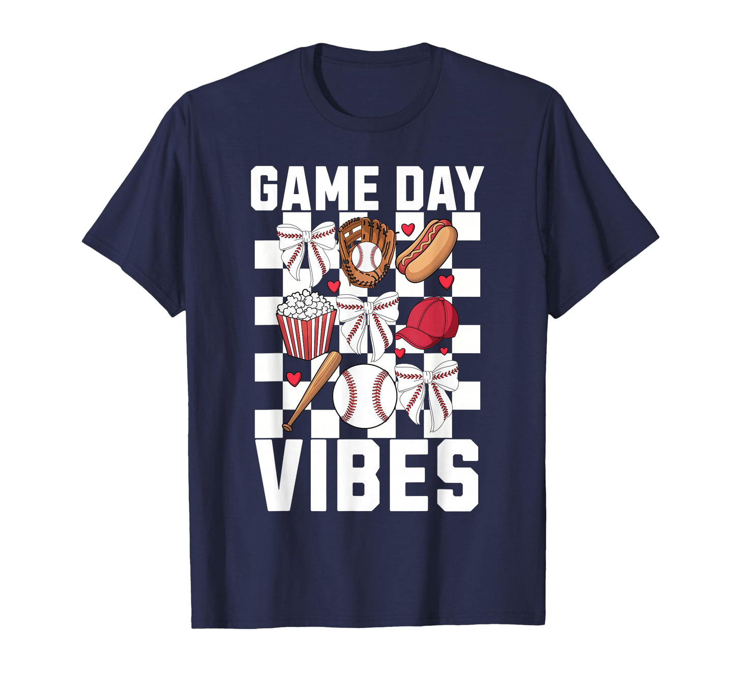 Game Day Vibes Coquette Bow Baseball Mom T-Shirt - Graphic Print Men Women - T-Shirt, Sweatshirt, Hoodie