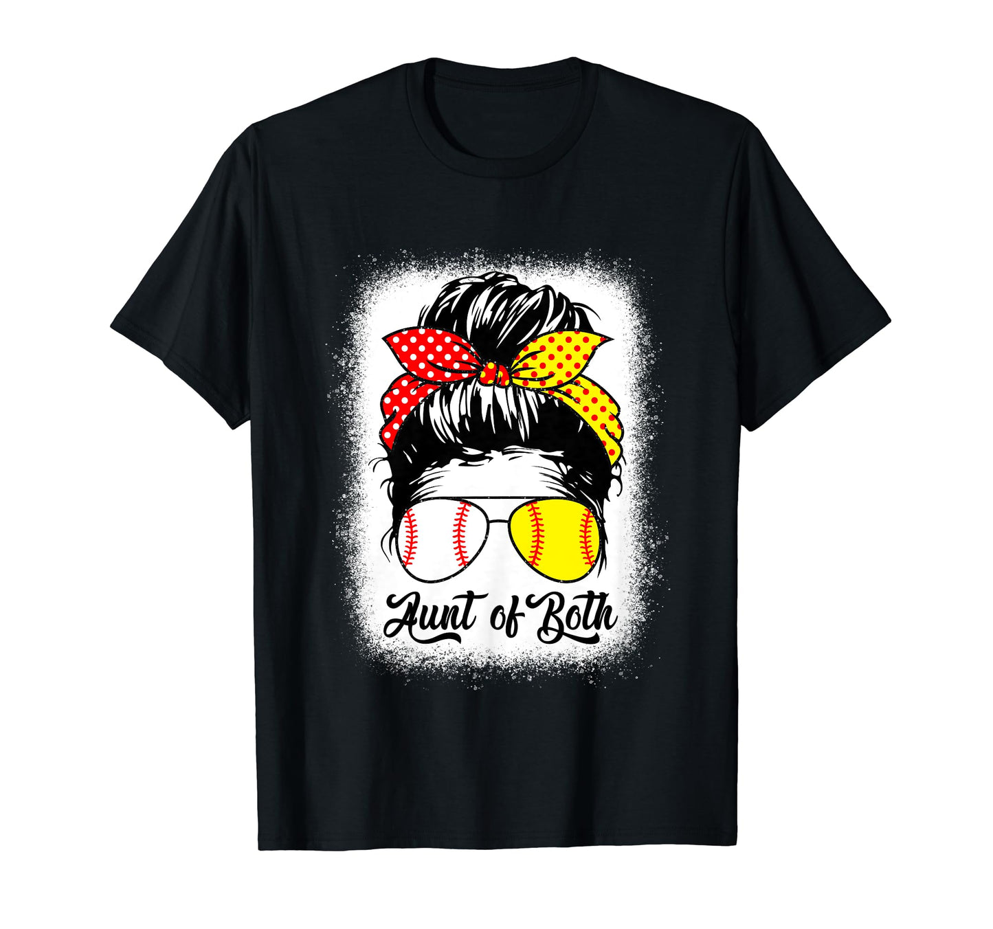 Softball Aunt Messy Bun Leopard T-Shirt - Fun Novelty Design for Adults - T-Shirt, Sweatshirt, Hoodie