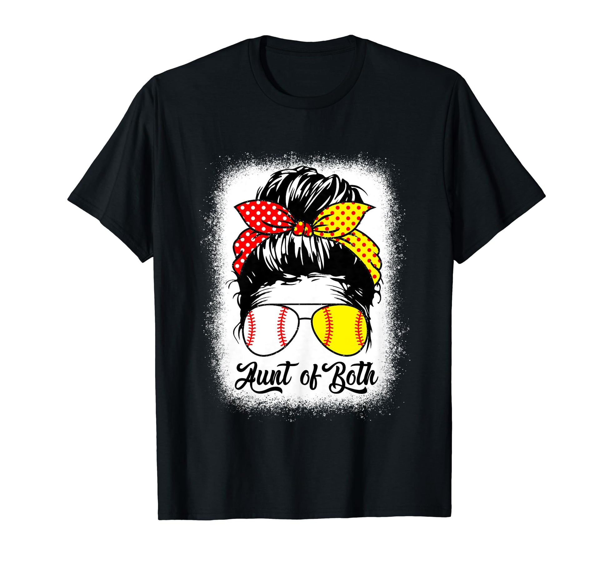Softball Aunt Messy Bun Leopard T-Shirt - Fun Novelty Design for Adults - T-Shirt, Sweatshirt, Hoodie