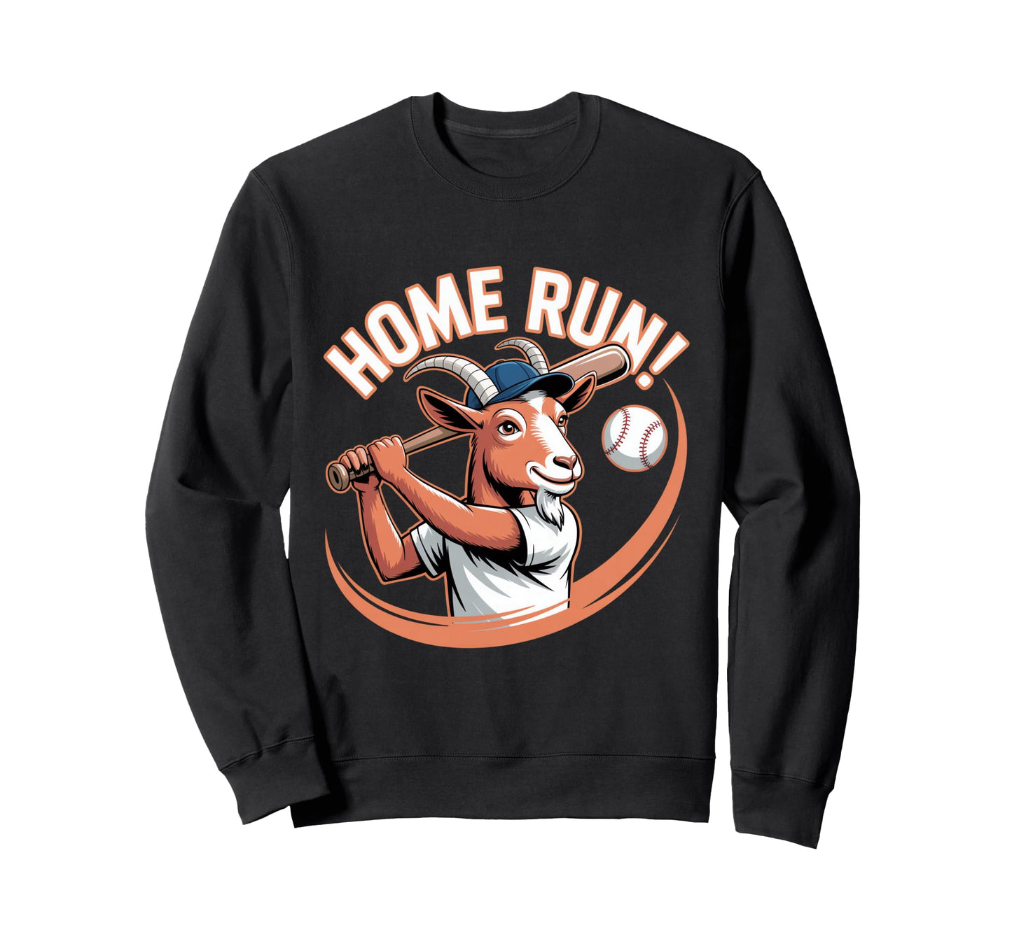 Home Run Baseball Goat Batter Sweatshirt - Minimalist Print Men Women - T-Shirt, Sweatshirt, Hoodie