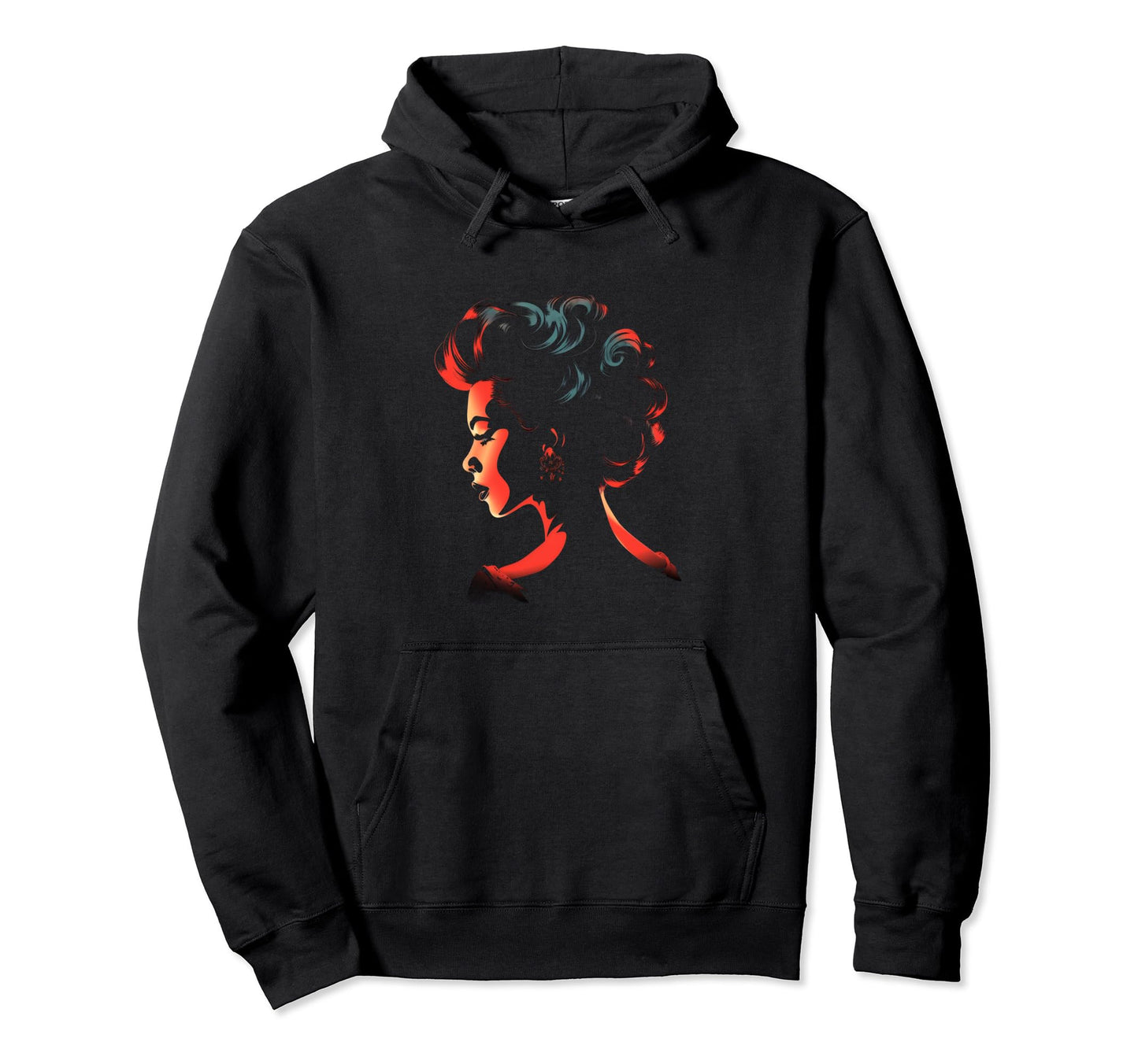 Pinup Hairstyle Silhouette Hoodie - Novelty Apparel Men Women - T-Shirt, Sweatshirt, Hoodie