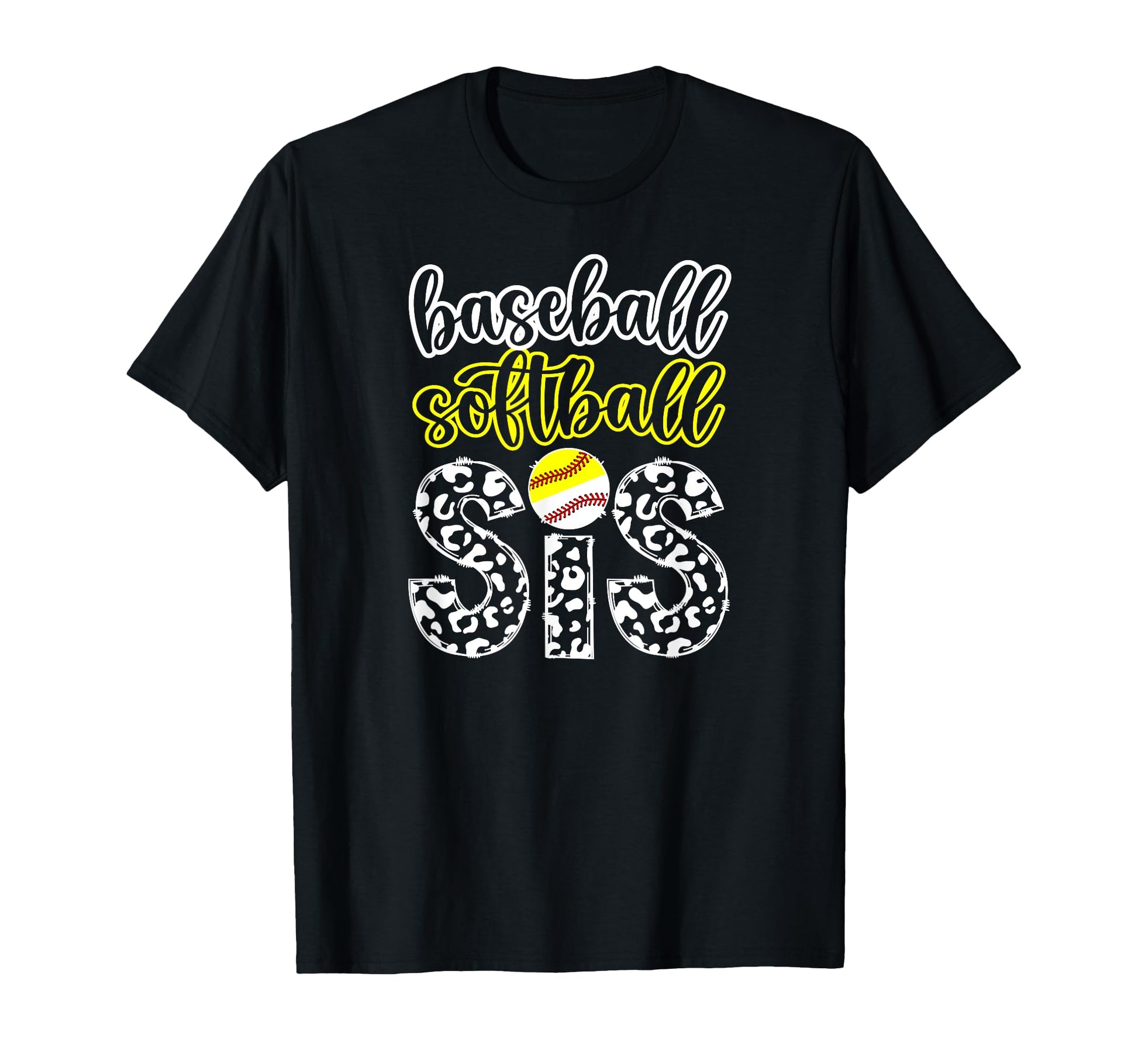 Baseball Softball Sis Leopard T-Shirt - Fun Novelty Design Men Women - T-Shirt, Sweatshirt, Hoodie