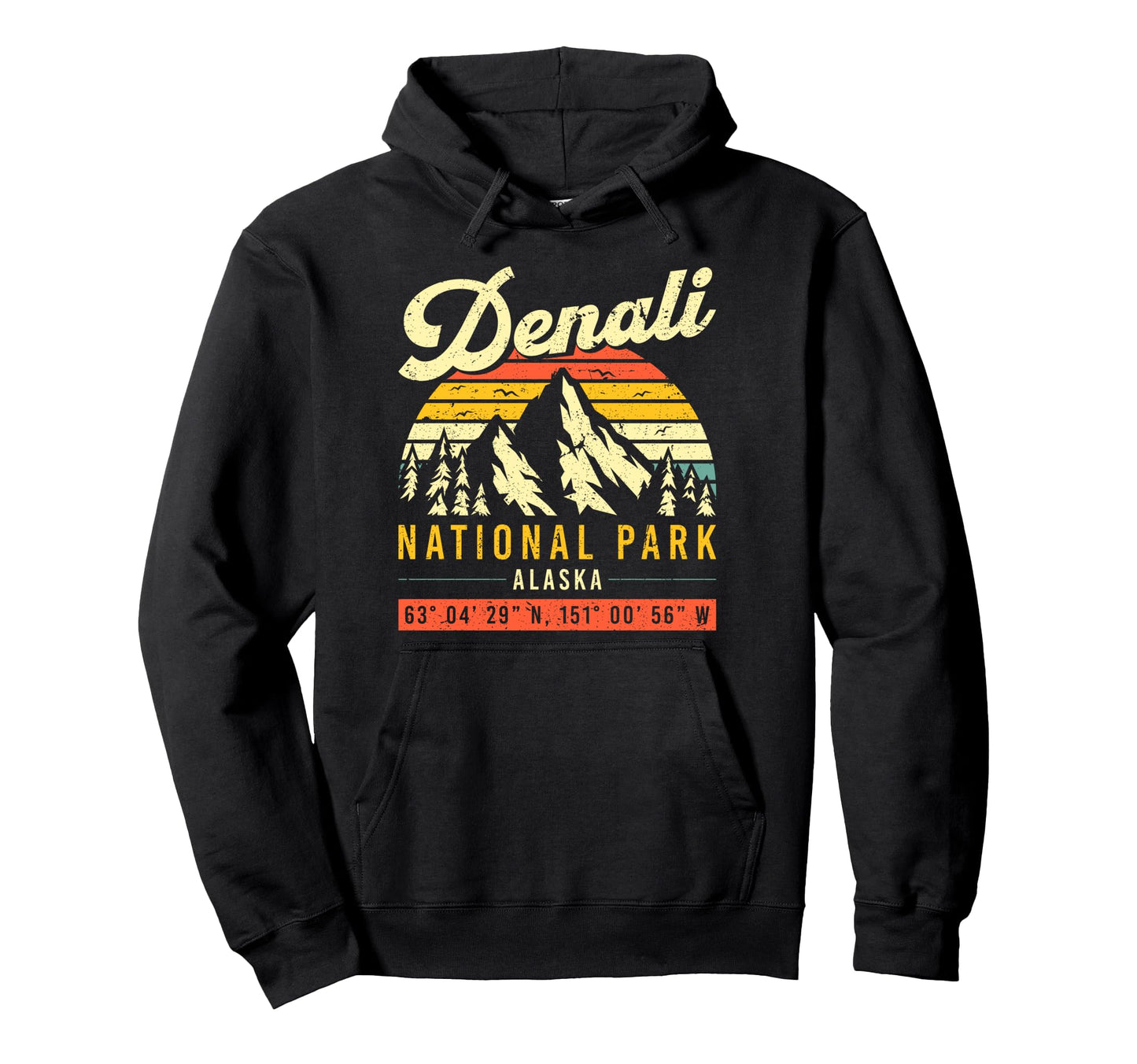 Denali Coordinate Alaska National Park Hoodie - Graphic Print Men Women - T-Shirt, Sweatshirt, Hoodie
