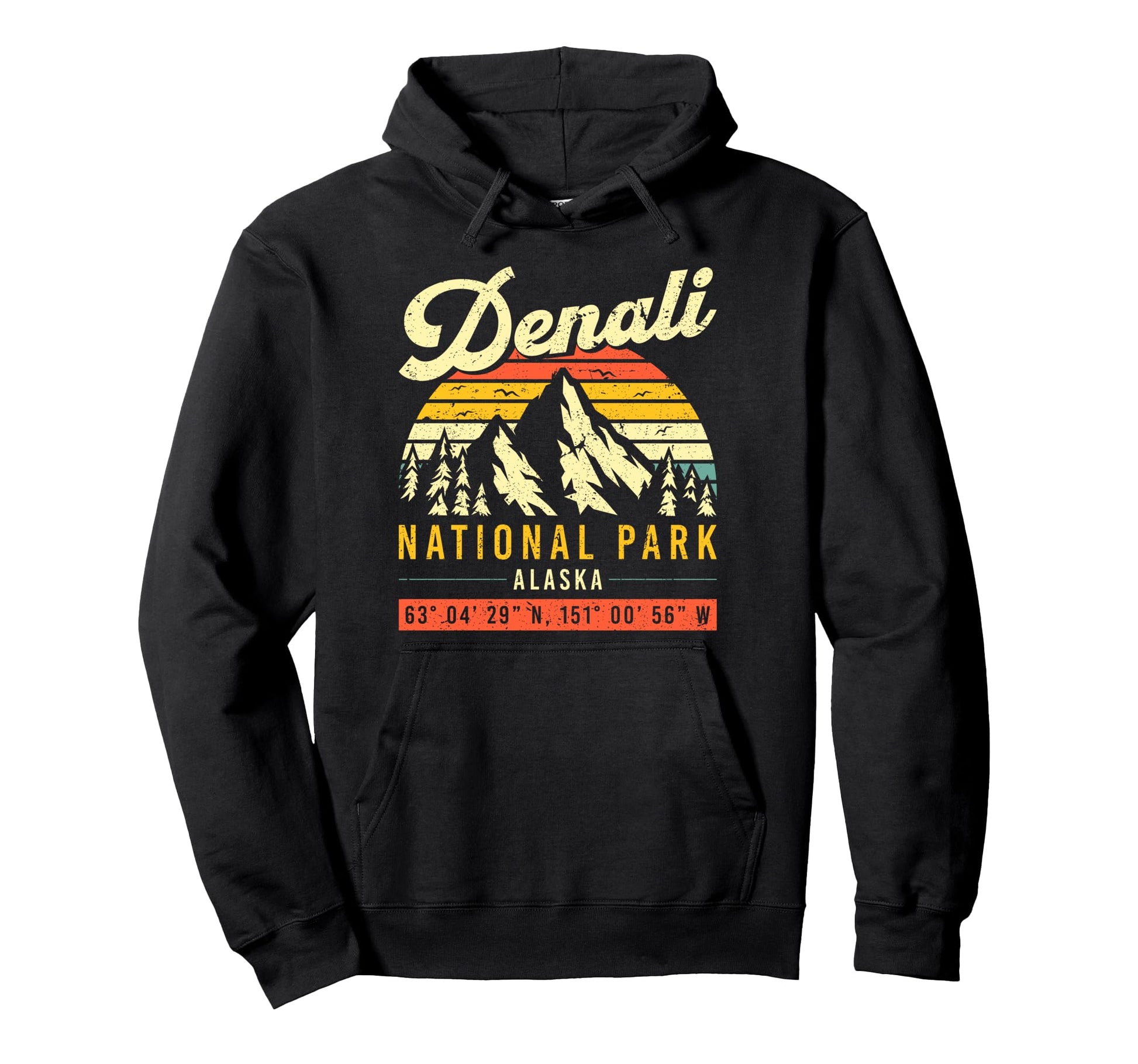 Denali Coordinate Alaska National Park Hoodie - Graphic Print Men Women - T-Shirt, Sweatshirt, Hoodie