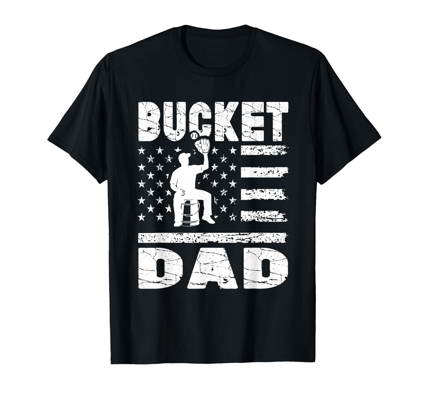 Bucket Dad Baseball Coach American Flag T-Shirt - Aesthetic Graphic Unisex - T-Shirt, Sweatshirt, Hoodie
