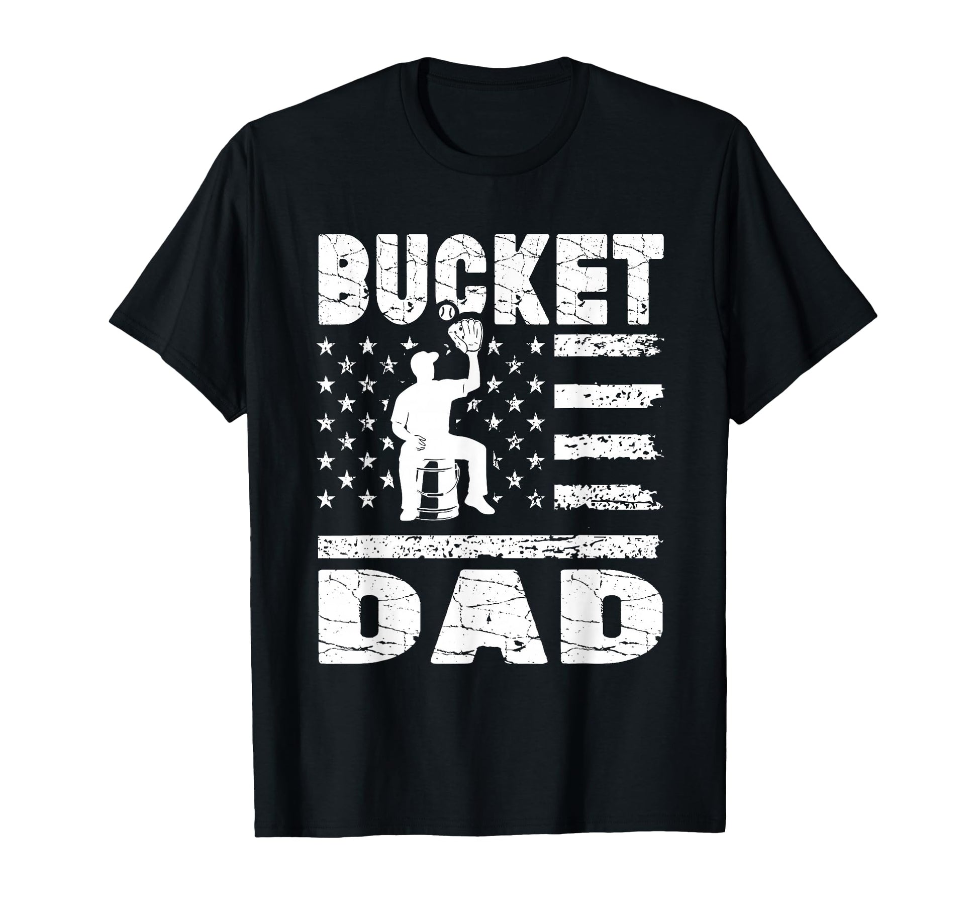 Bucket Dad Baseball Coach American Flag T-Shirt - Aesthetic Graphic Unisex - T-Shirt, Sweatshirt, Hoodie