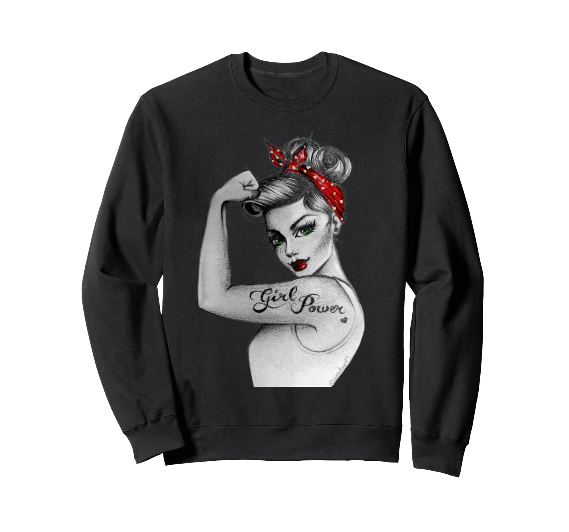 Girlpower Pinup Modern Rosie Riveter Sweatshirt - Trendy Graphic Unisex - T-Shirt, Sweatshirt, Hoodie