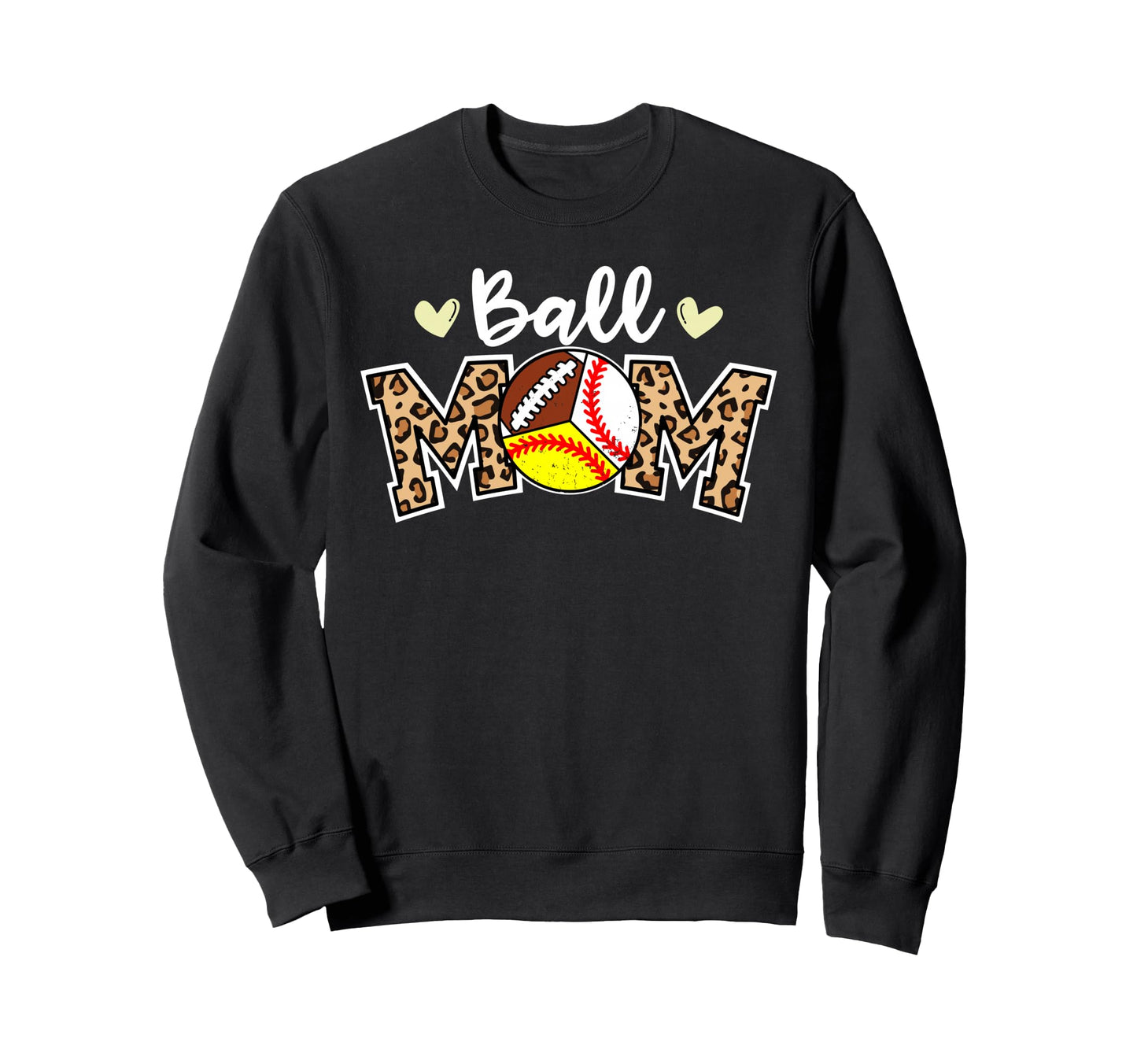 Ball Mom Leopard Baseball Sweatshirt - Custom Art Print for Adults - T-Shirt, Sweatshirt, Hoodie