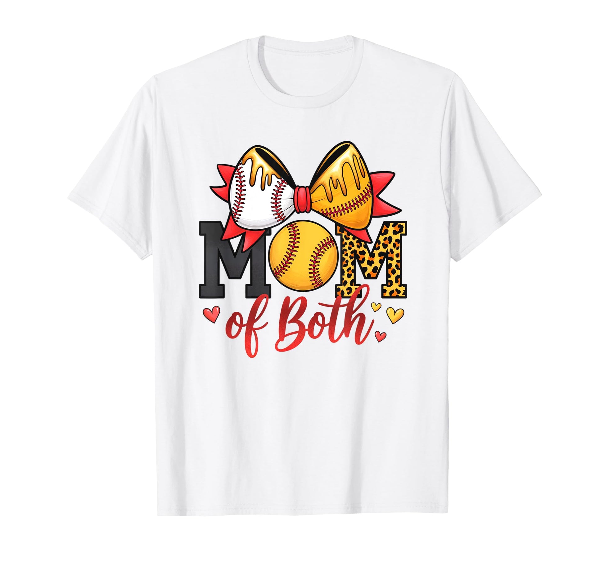 Mom Both Leopard Game Day Baseball Softball T-Shirt - Graphic Print Unisex - T-Shirt, Sweatshirt, Hoodie