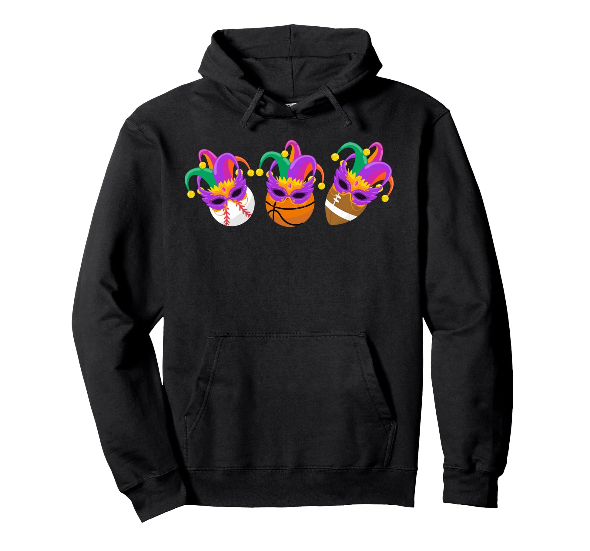 Funny Mardi Gras Football Hoodie - Fun Novelty Design for Adults - T-Shirt, Sweatshirt, Hoodie